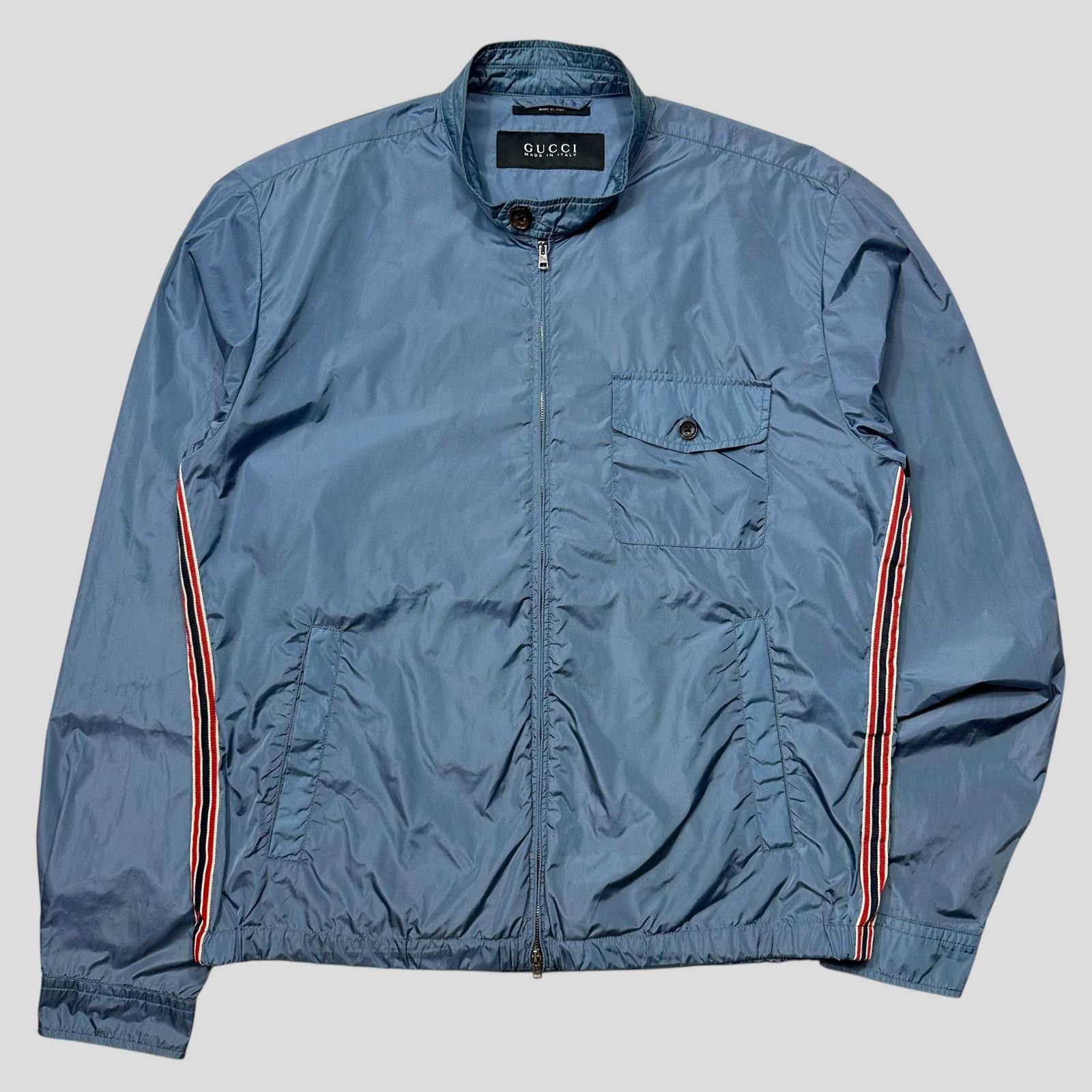 Gucci Gucci 2012 Baby Blue Stripe Seam Nylon Shimmer Jacket IT52 L Size US L / EU 52-54 / 3 - 1 Thumbnail