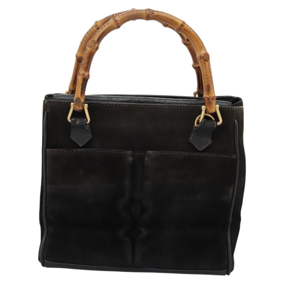 Gucci GUCCI Bamboo Hand Bag Suede Leather Black Gold 000 122 000 Size ONE SIZE - 2 Thumbnail
