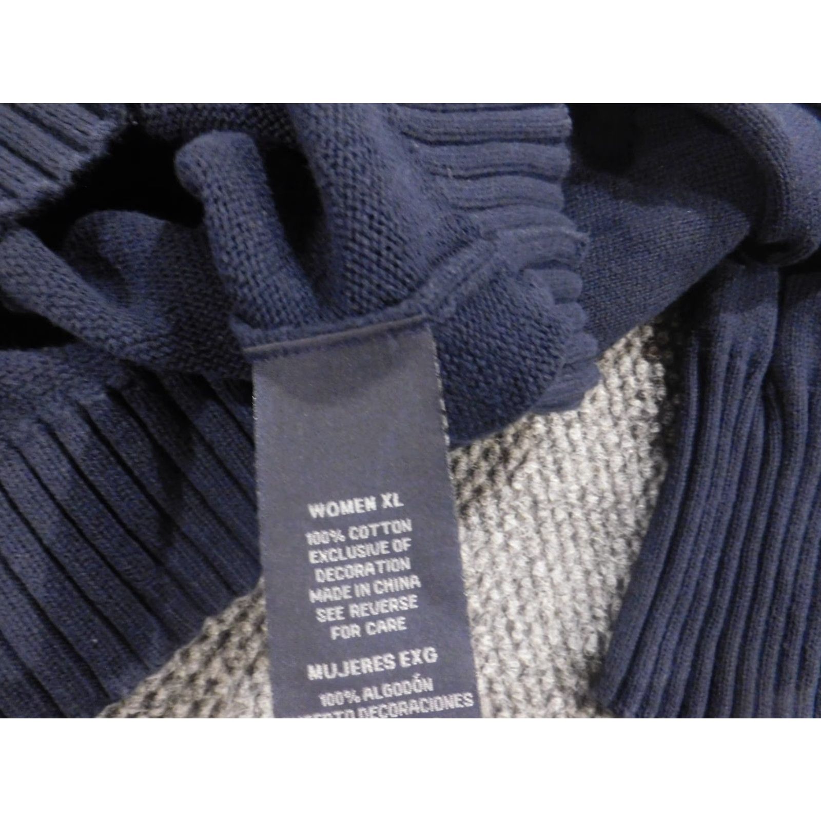 Nautica Nautica Sweater Pullover XL Blue Crew Neck Long Sleeve Crochet Knit Cotton Regular Women - stretch, solid, chunky-knit Size XL / US 12-14 / IT 48-50 - 6 Thumbnail