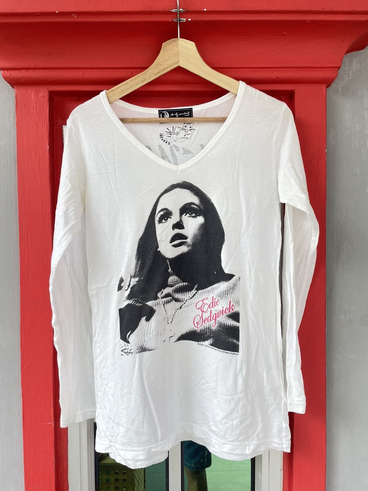 image of Andy Warhol Edie Sedgwick Photo Tshirt in White, Women's (Size Medium)