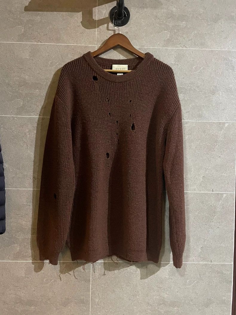 Gucci Gucci Sweater with Distress Design Size US L / EU 52-54 / 3 - 1 Thumbnail