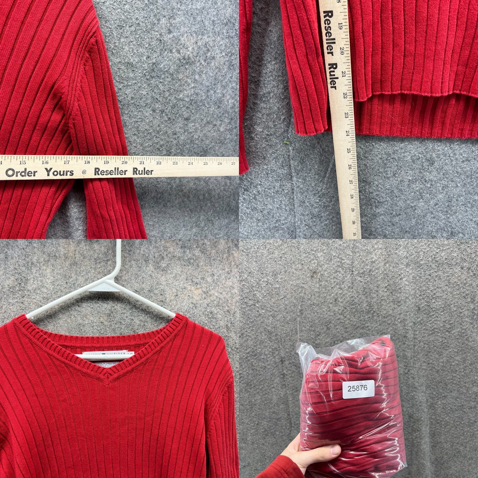 Tommy Hilfiger Tommy Hilfiger Sweater Women Large V Neck Pullover Knit Fleece Red Vtg Ribbed Size L / US 10 / IT 46 - 8 Thumbnail