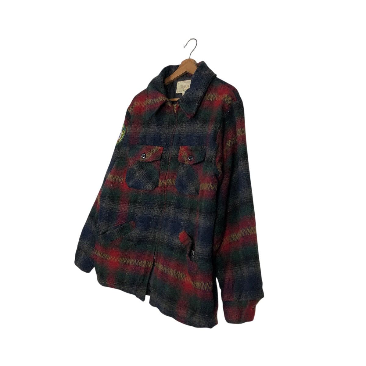 Vintage 📌Vintage Wool Work Jacket Melton Tartan Design Blanket Size US L / EU 52-54 / 3 - 3 Thumbnail