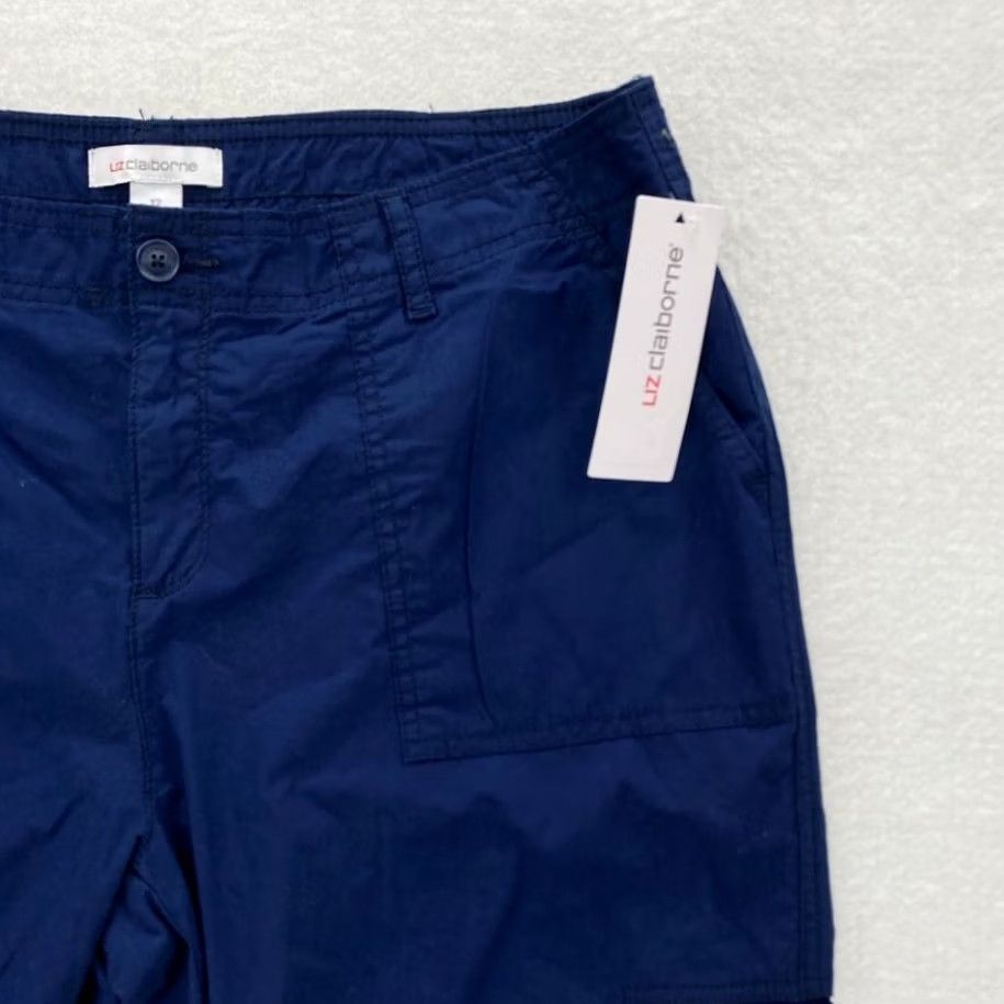 Liz Claiborne VINTAGE Liz Claiborne Pants Womens 6 Brown Women Navy Blue Stretch Fabric Tapered Leg Cuffed NWT Size 28" / US 6 / IT 42 - 3 Thumbnail