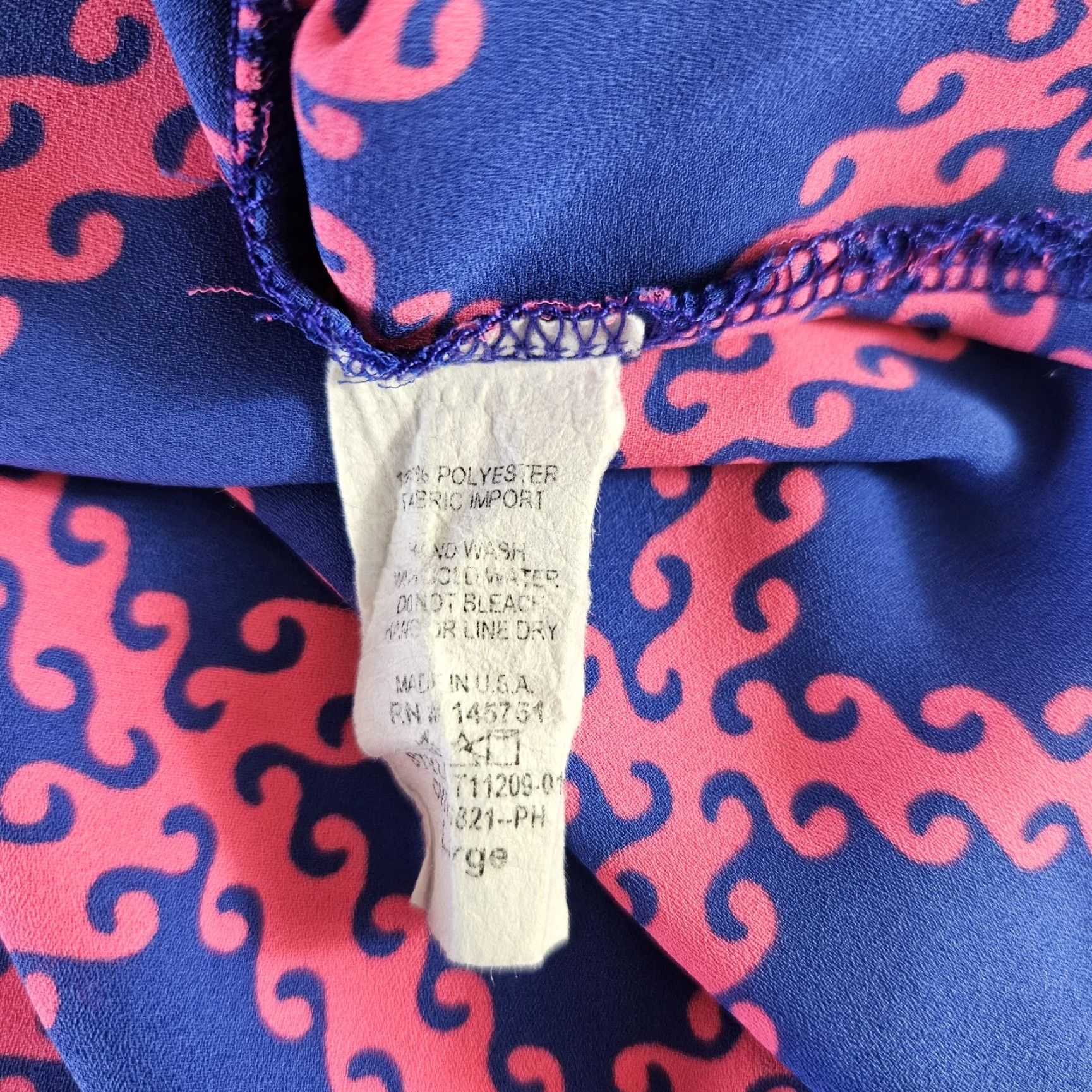 Vintage 41 Hawthorn Womens Top L Blue Pink V-Neck Sleeveless Blouse Size L / US 10 / IT 46 - 4 Thumbnail