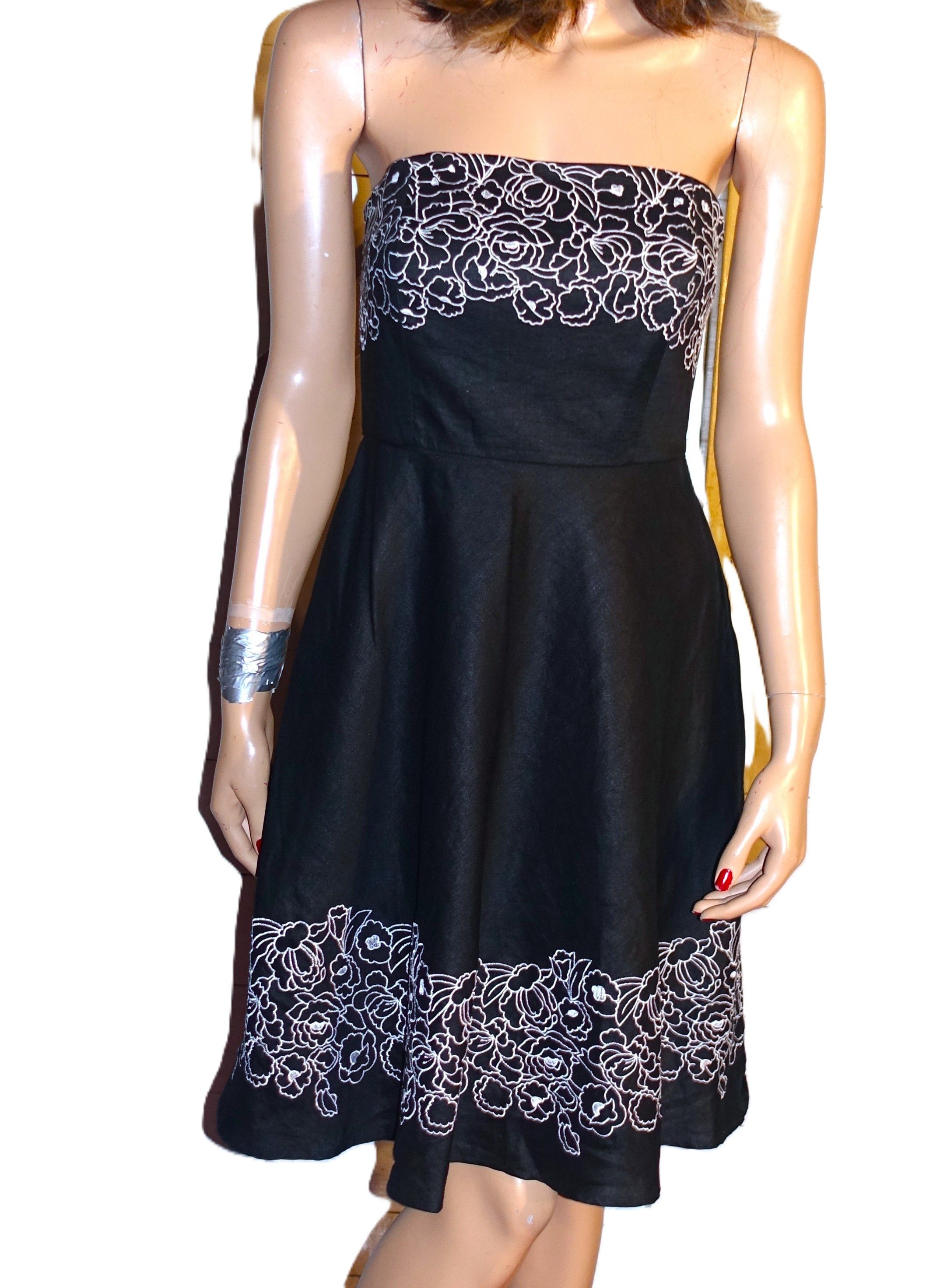 Loft Ann Taylor Loft Petites Black White Strapless Dress 6P Size M / US 6-8 / IT 42-44 - 1 Thumbnail