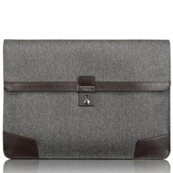 image of Tumi Drexel Envelope Brief Laptop Ipad Travel Bag Case in Grey, Men's