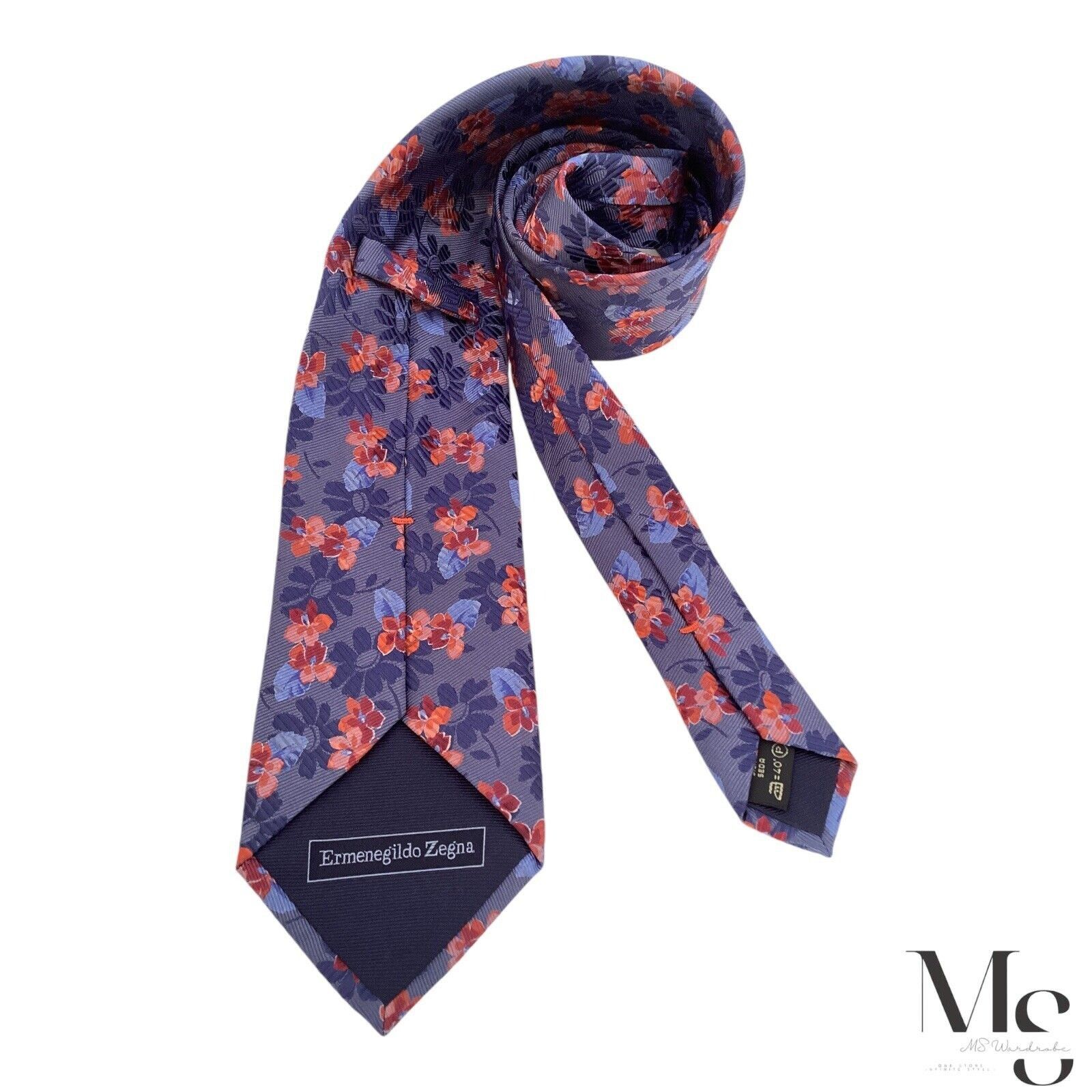 Ermenegildo Zegna ERMENEGILDO ZEGNA Purple & Orange Floral Silk Tie Italy Size ONE SIZE - 1 Thumbnail