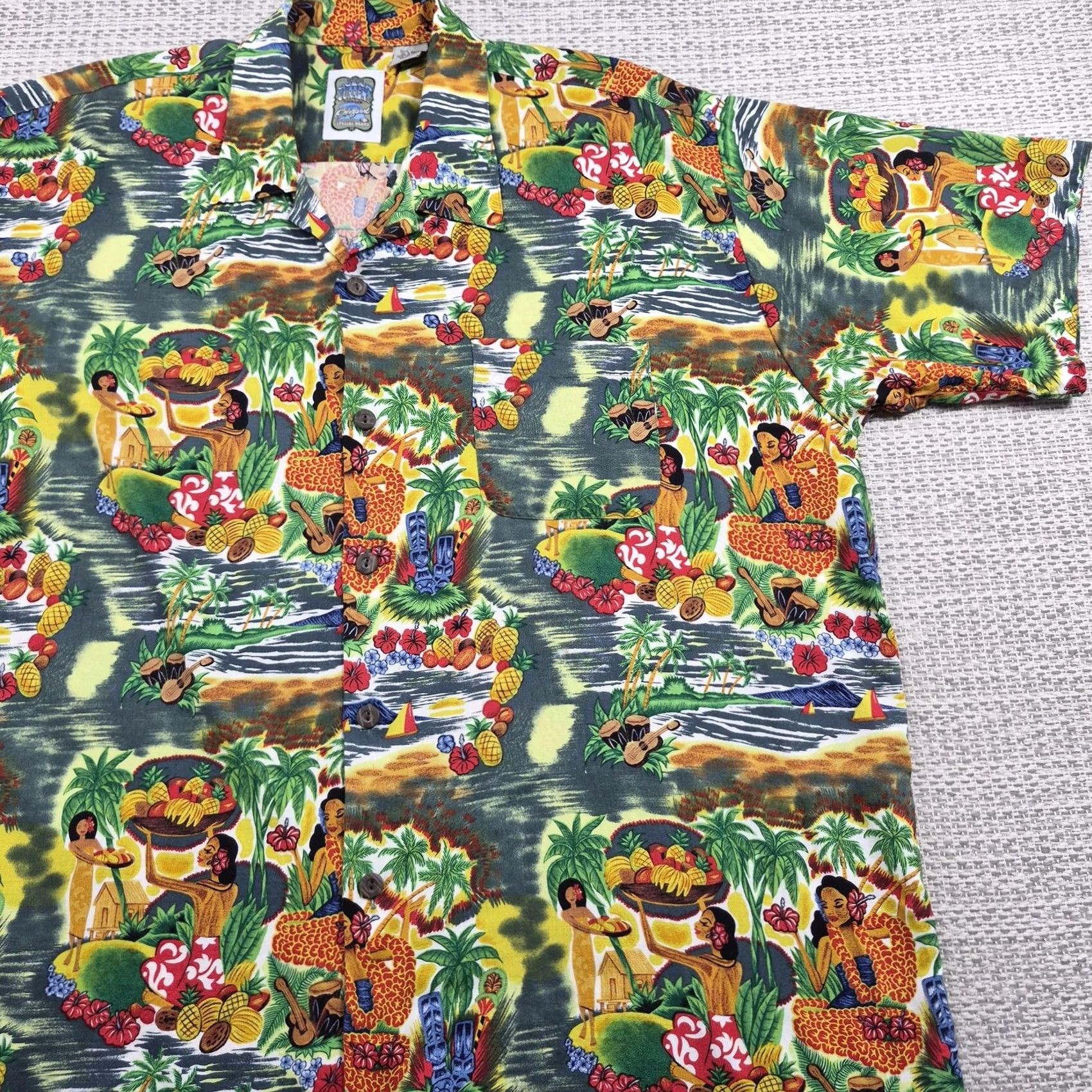ALOHAS Ocean Current Hawaiian Shirt Mens XL Multicolor Aloha Short Sleeve Button Front Shirt Size US XL / EU 56 / 4 - 2 Thumbnail