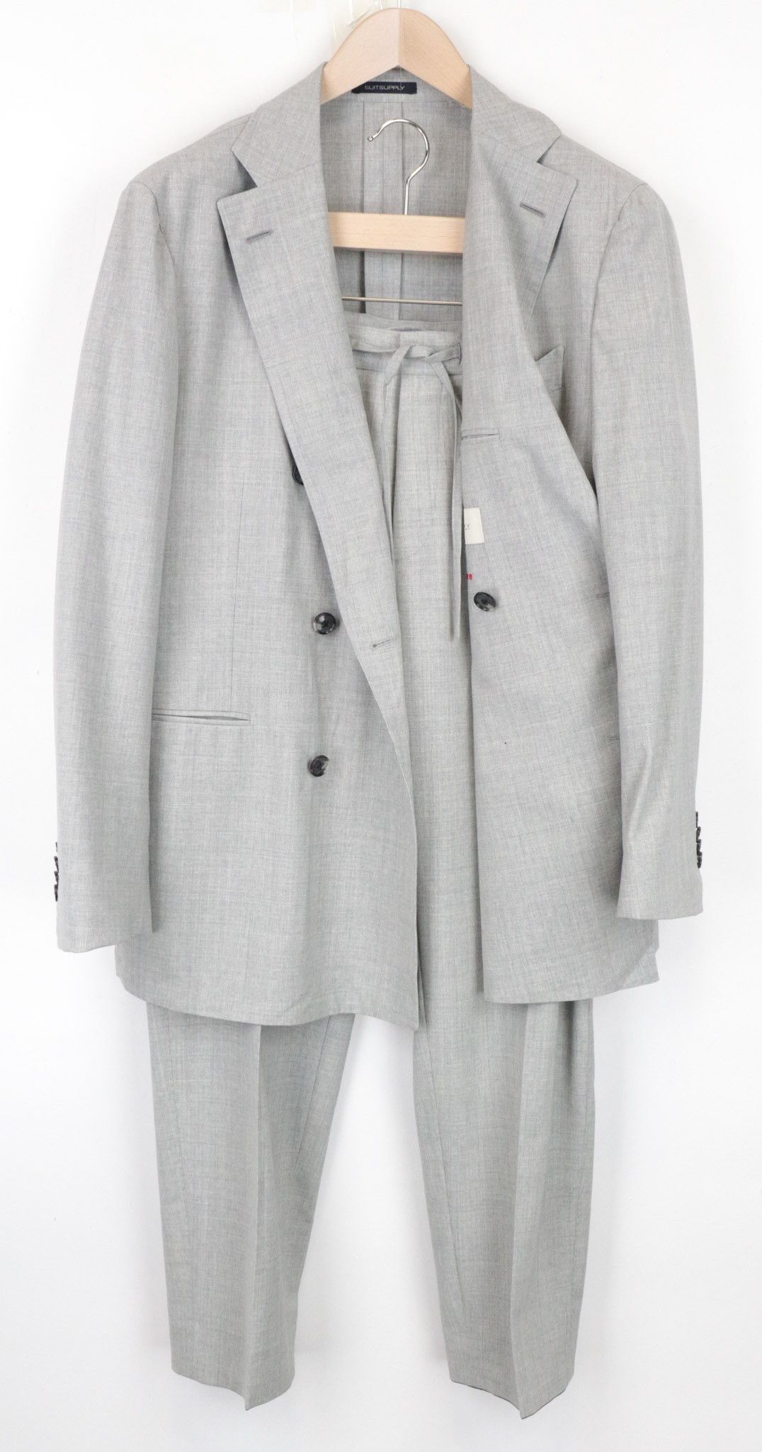 image of Suitsupply La Spalla Uk42S Melange Grey Wool Traveller Two-Row 68678, Men's