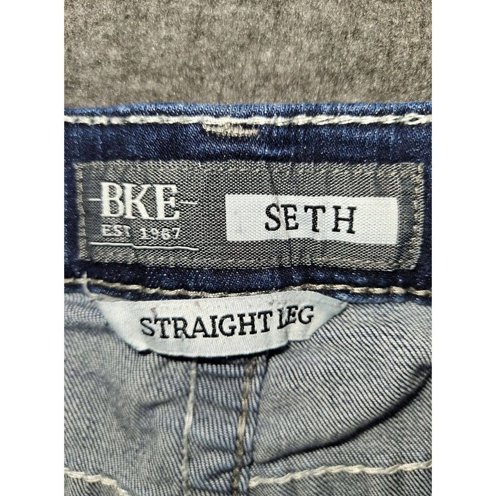 Vintage BKE Seth Jeans Men 36S Straight Leg Blue Denim Stretch Embroidered Preppy Size US 36 / EU 52 - 2 Thumbnail