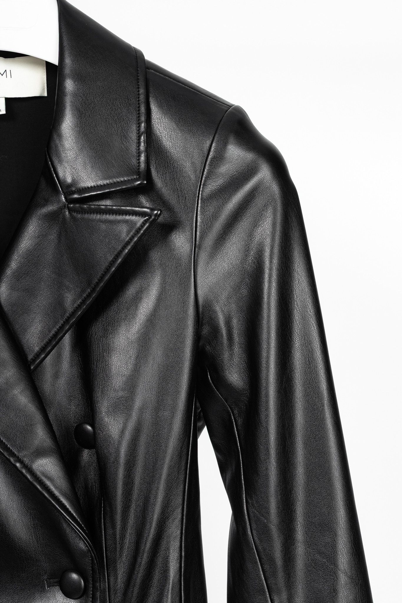 CAMI NYC Tamia Black Faux-Leather Blazer Dress