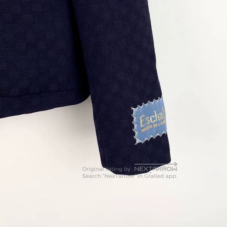 Gucci Gucci Dark blue checkerboard wool lapel single-breasted lo Size S / US 4 / IT 40 - 4 Thumbnail