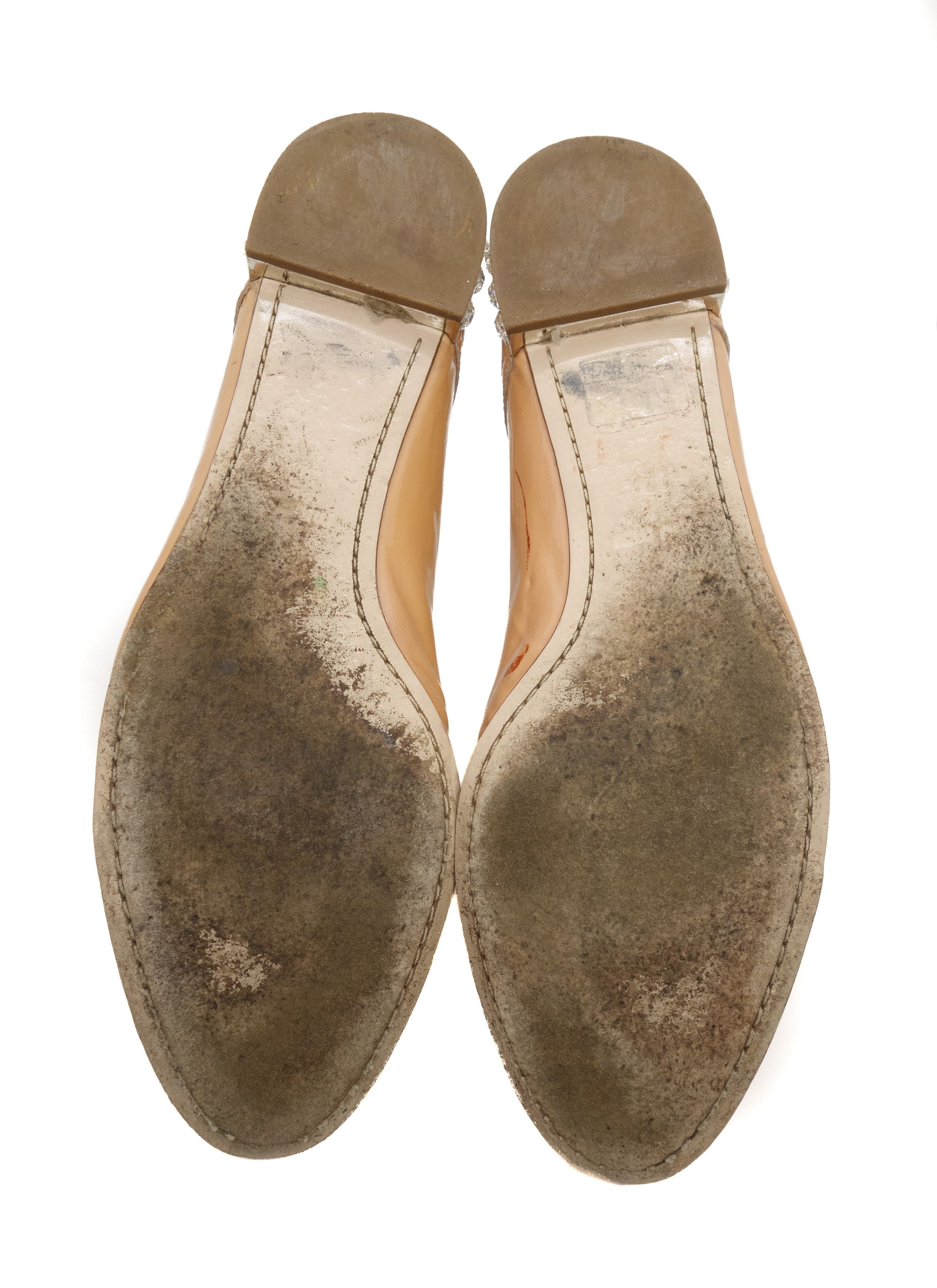 Miu Miu 00s Sesame Patent Leather Crystal Embellished Derby Shoes Size US 7.5 / IT 37.5 - 8 Thumbnail