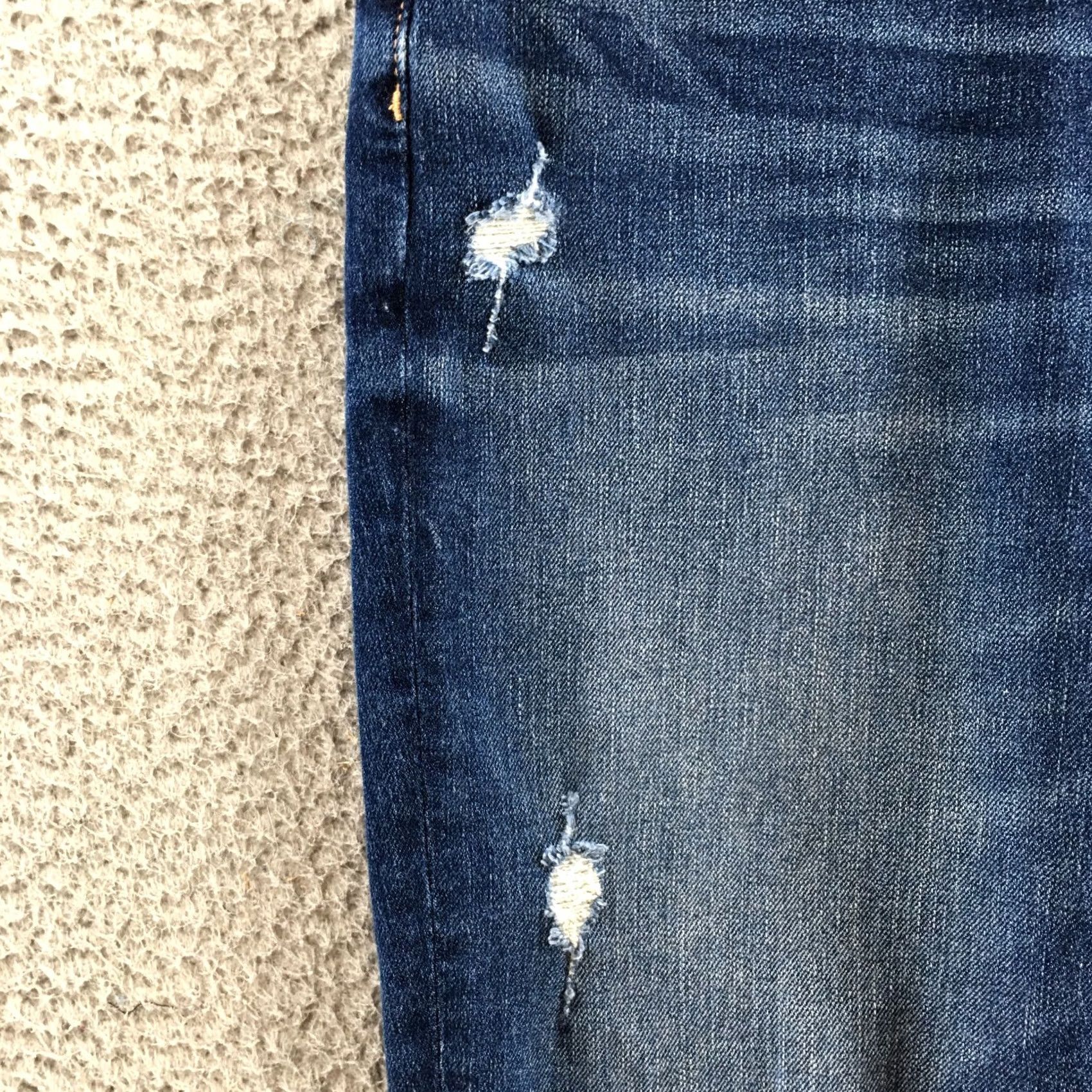 American Eagle Outfitters American Eagle Outfitters Jeans Womens 8 Long Blue Skinny Distressed Raw Hem Stretch Denim Jeans Womens Size 30" / US 8 / IT 44 - 6 Thumbnail