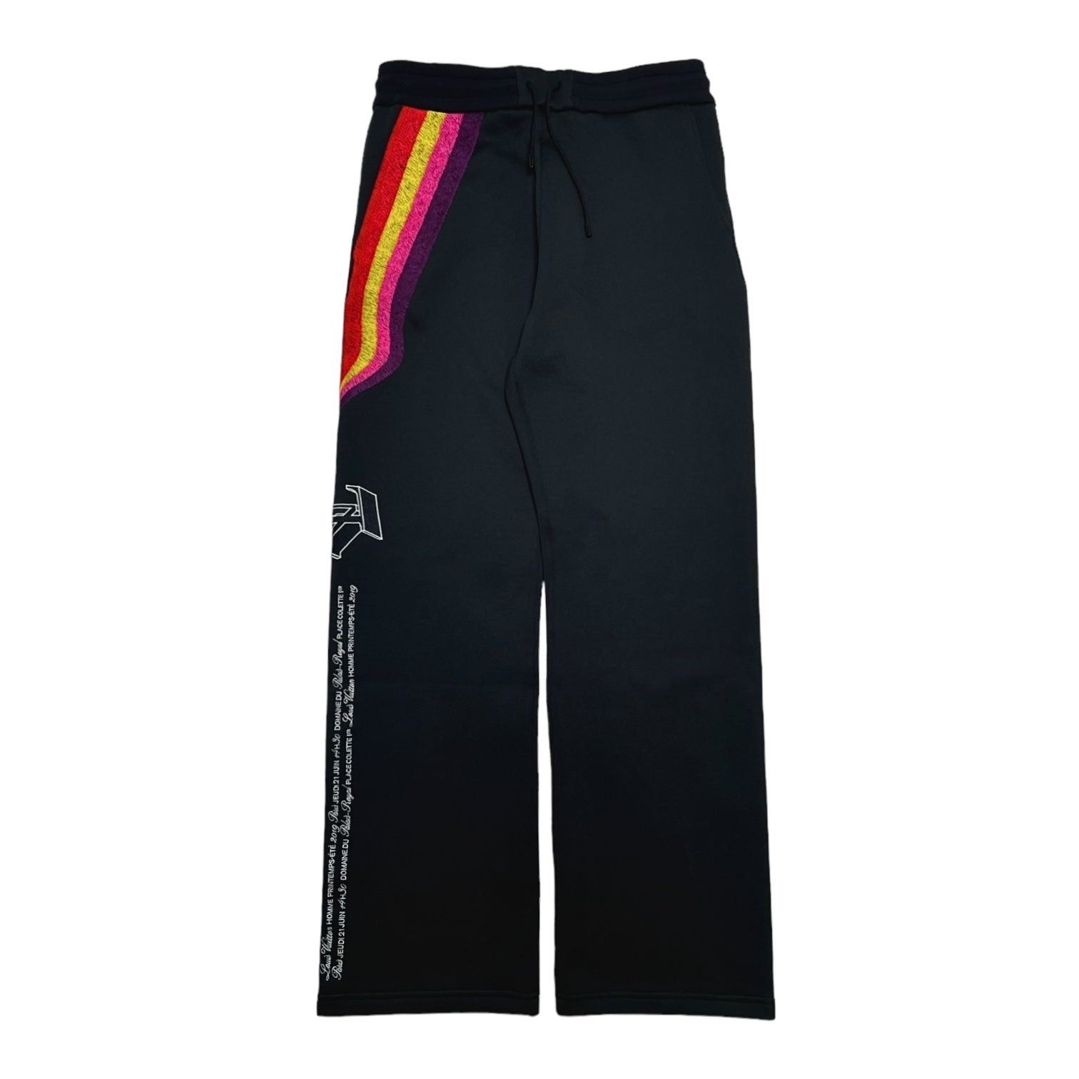 image of Louis Vuitton Plain Rainbow Lv Logo Embroidered Track Pants in Black, Men's (Size 30)