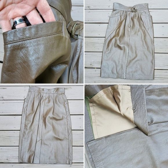 Vintage Vintage 70s Boho Hippie Chic Brown Leather Belted Vera Skirt Size 27" / US 4 / IT 40 - 4 Thumbnail