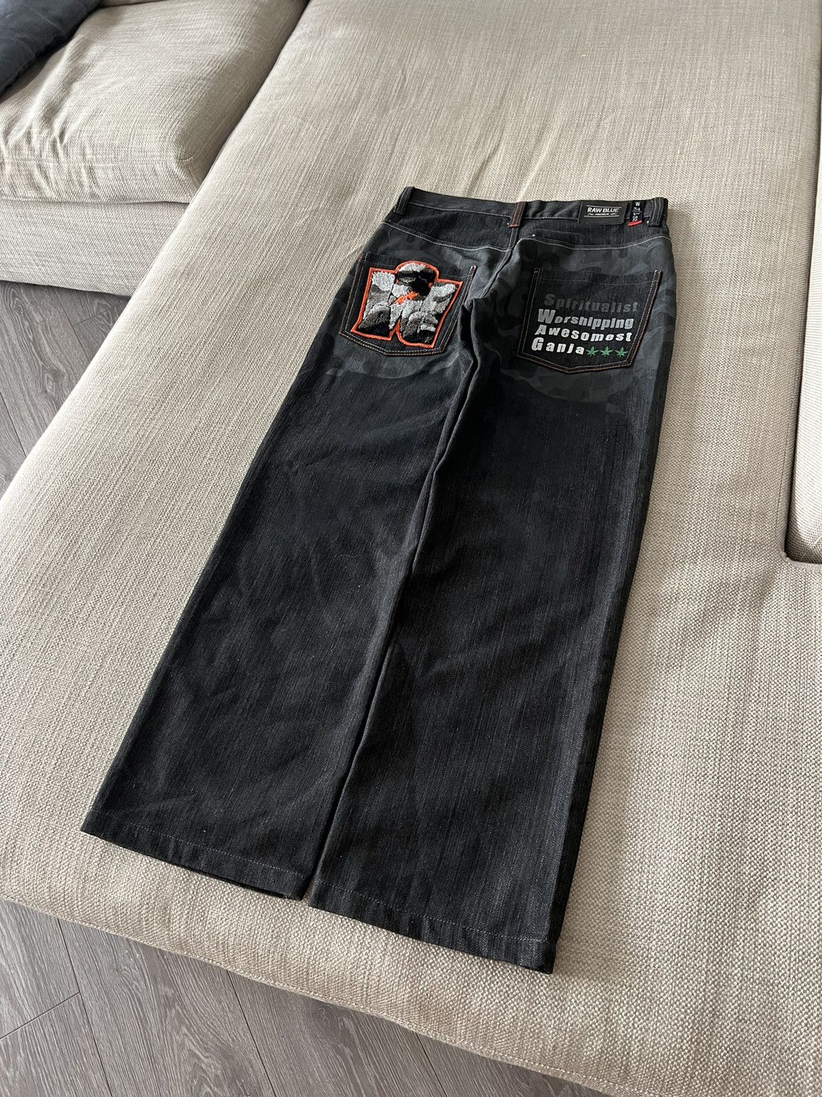 Vintage Vintage 💥 Raw Blue Ganja Pants Jeans Size US 34 / EU 50 - 2 Thumbnail