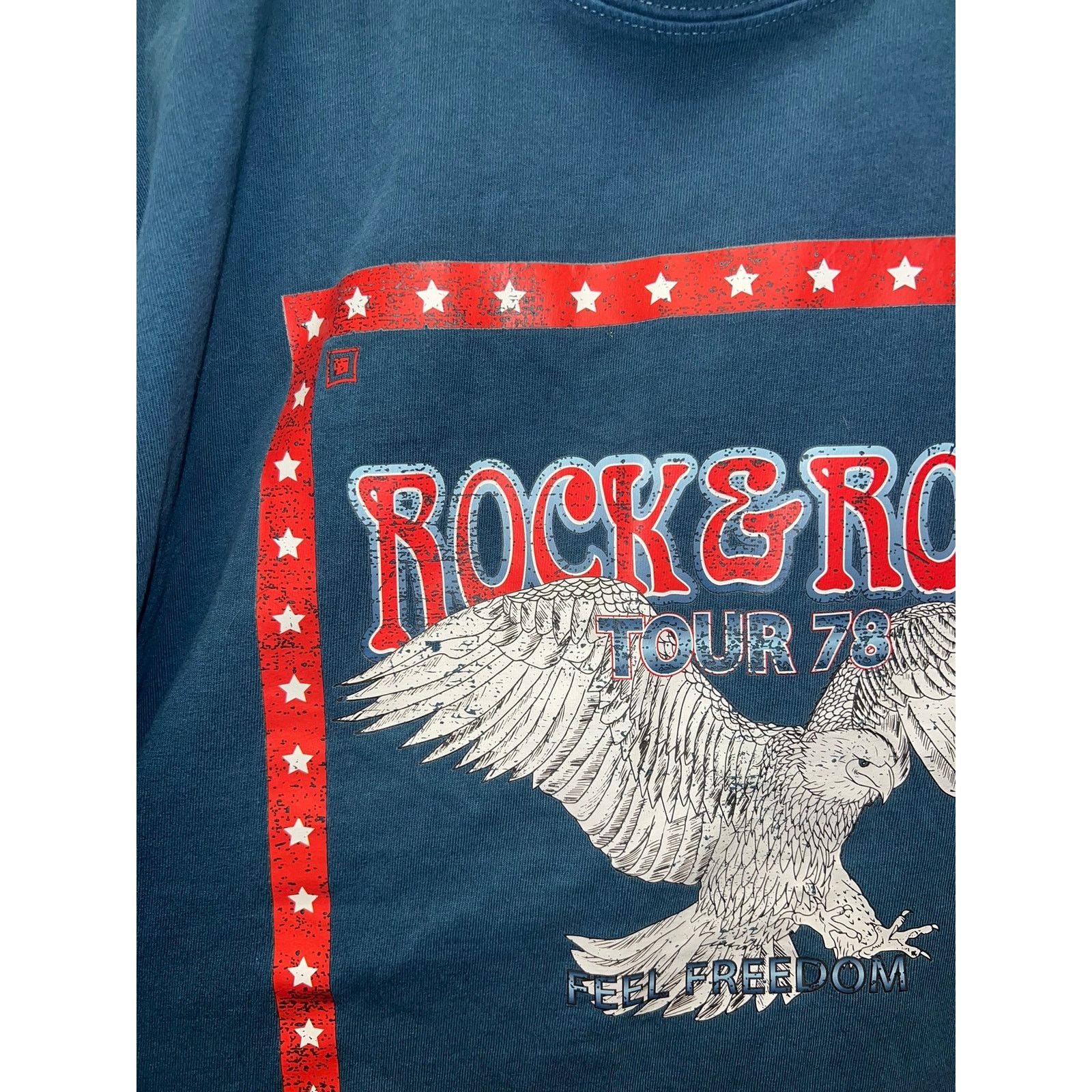 Vintage Womens Rock & Roll Top Shirt Vintage Style Eagle Blue Tee M Size M / US 6-8 / IT 42-44 - 3 Thumbnail