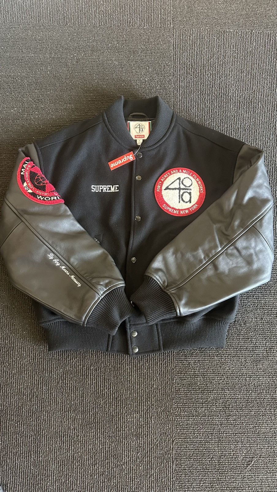 Supreme Supreme 40 Acers Malcom X Varsity jacket (S) (black) | Grailed