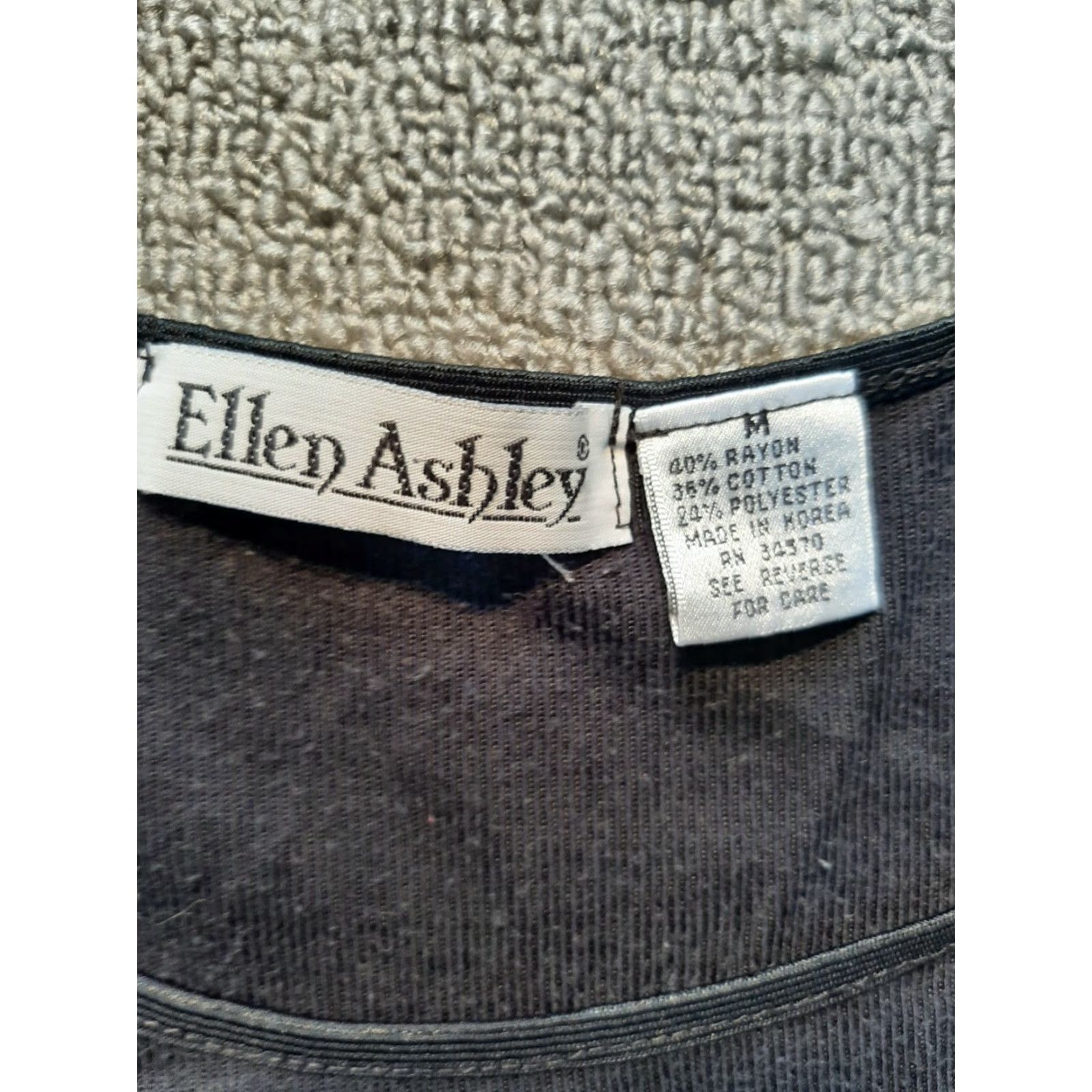 Vintage ELLEN Ashley Shirt Top Womens M Black Short Sleeve Round Neck Cotton Basic Solid Top Regular Vintage No Size M / US 6-8 / IT 42-44 - 2 Thumbnail