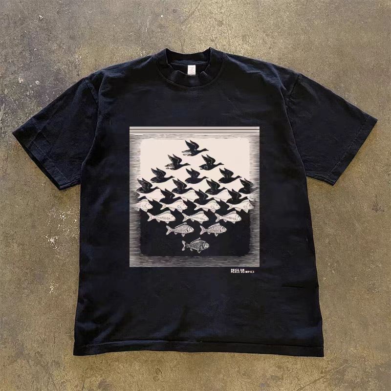 Vintage Black Loose Printed Short Sleeve T-Shirt Size US M / EU 48-50 / 2 - 1 Thumbnail