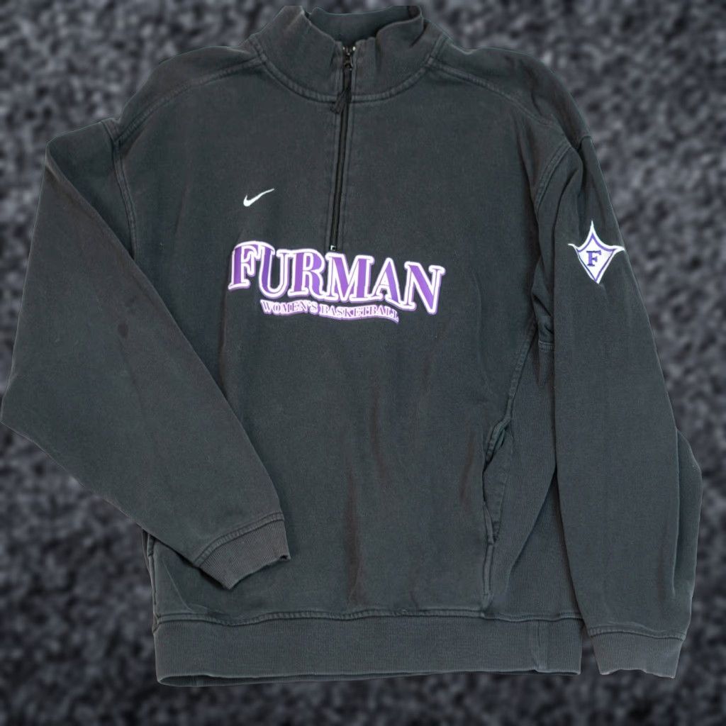 Nike VINTAGE NIKE Furman University Sweatshirt 1/4 Zip Men M Black NCAA Basketball pullover Size US M / EU 48-50 / 2 - 1 Thumbnail