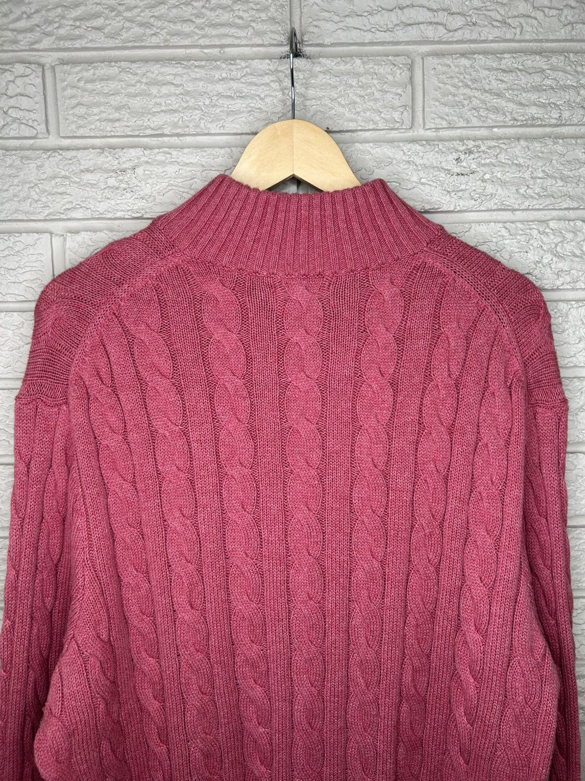 Polo Ralph Lauren Polo Ralph Lauren Pink Quarter Zip Cable Knit Sweater Size US XL / EU 56 / 4 - 7 Thumbnail
