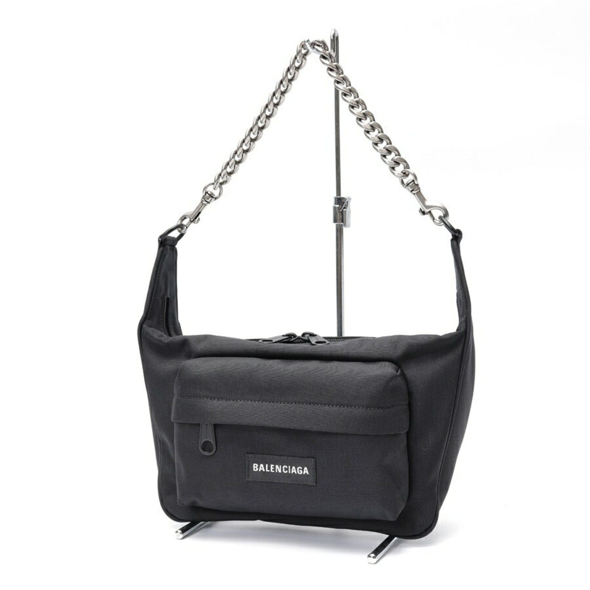 Balenciaga Balenciaga Labor Medium Chain Shoulder Bag 741080 Nylon Metal Black Size ONE SIZE - 1 Thumbnail
