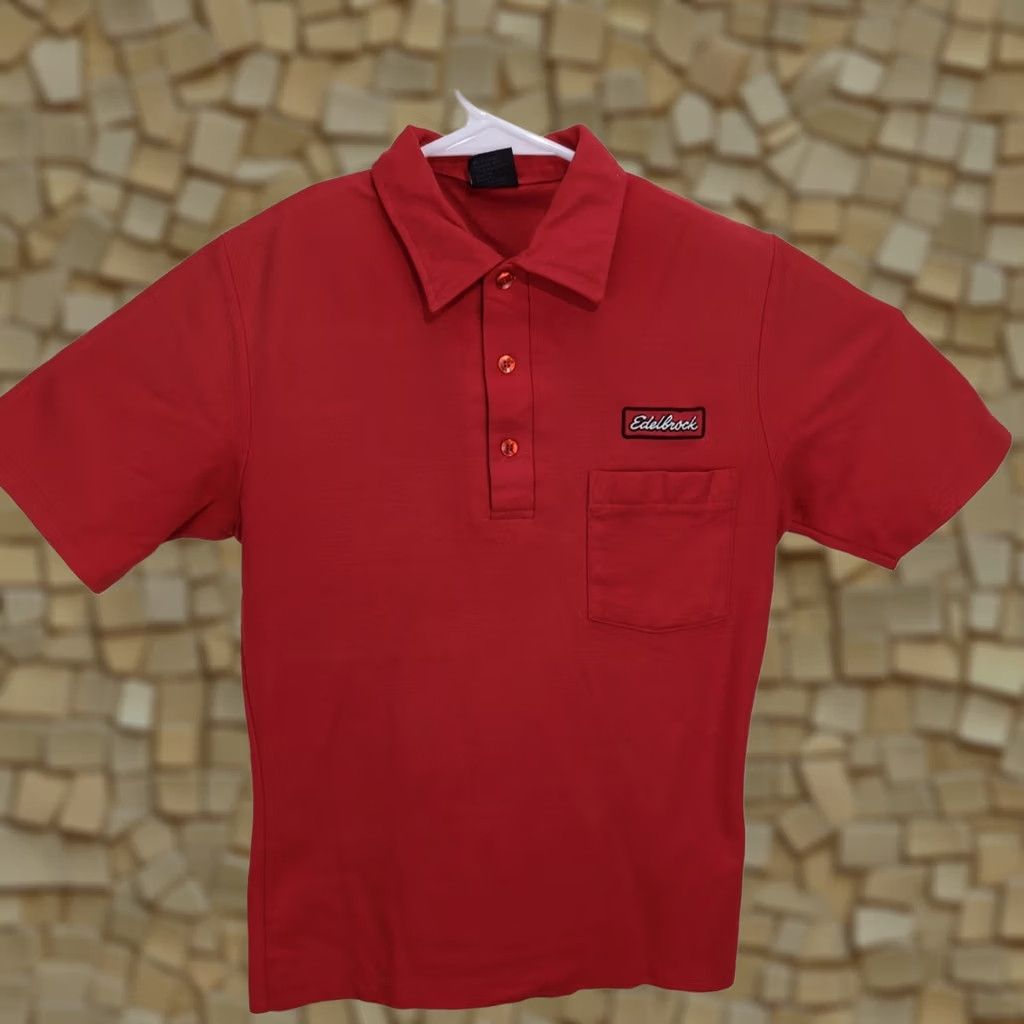 Jantzen VINTAGE Jantzen Polo Shirt Short Sleeve Red 100% Cotton Edelbrock Performance Embroidered Logo Men Small Size US S / EU 44-46 / 1 - 1 Thumbnail