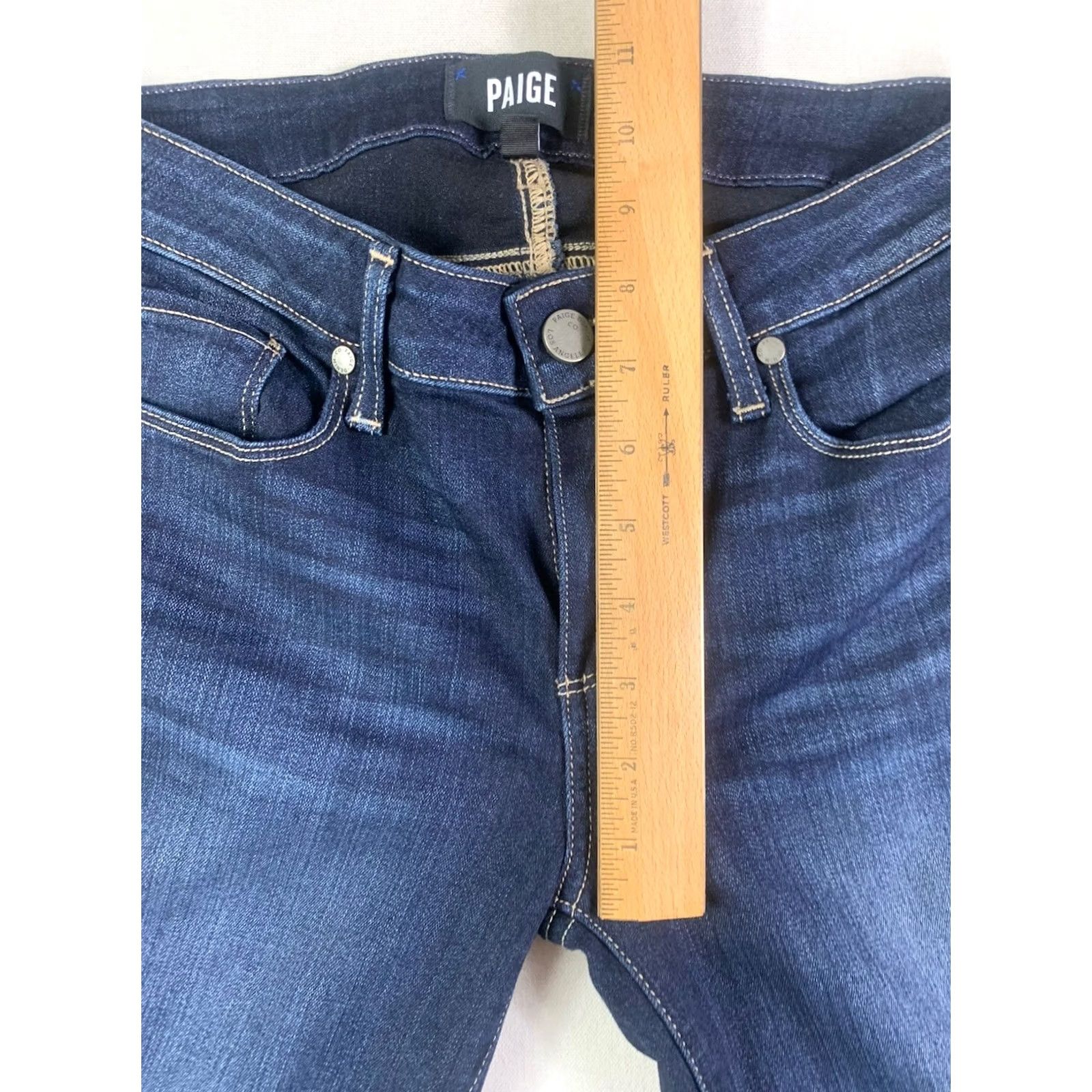 Paige PAIGE Skyline Straight Jeans Womens 27 Blue Dark Wash Stretch Denim (fits 28x29) Size 27" / US 4 / IT 40 - 4 Thumbnail