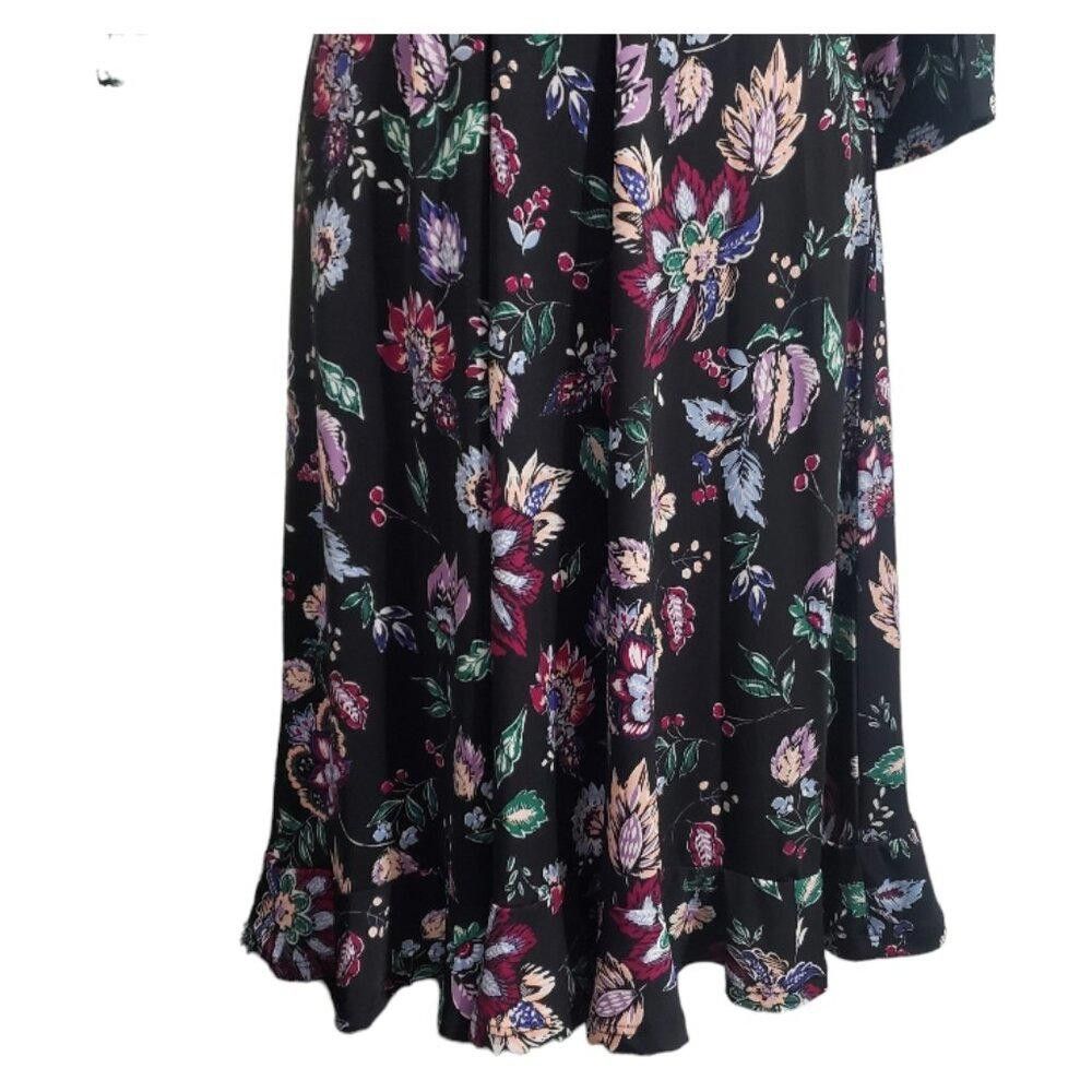 Warren Lotas CT1657 Leota Black Floral Swing Dress L Size L / US 10 / IT 46 - 3 Thumbnail