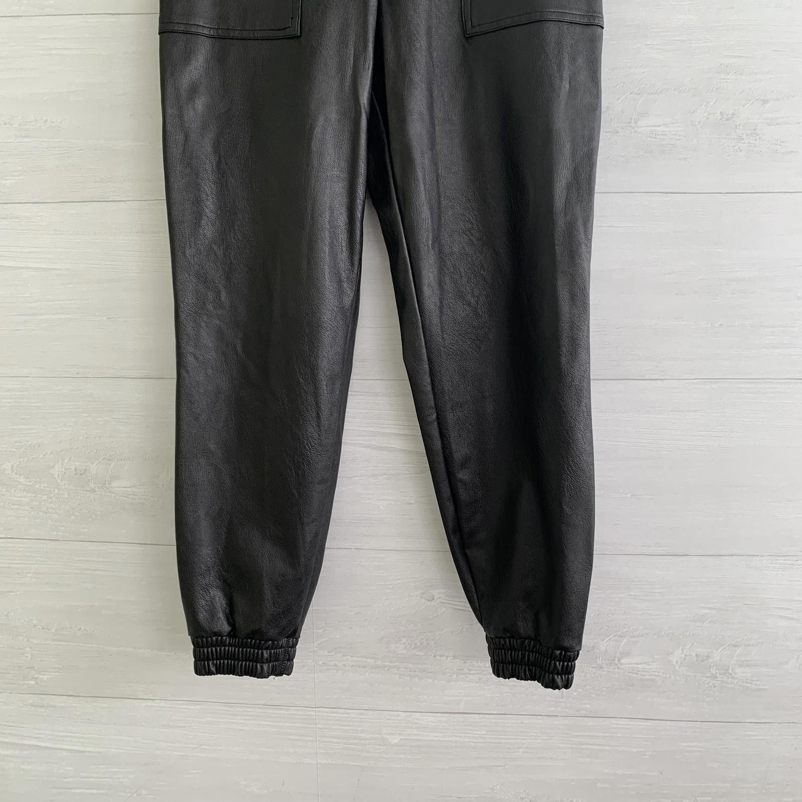 Domenico Spano Spanx - Black faux leather pull on jogger pants, sz S Size 28" / US 6 / IT 42 - 3 Thumbnail