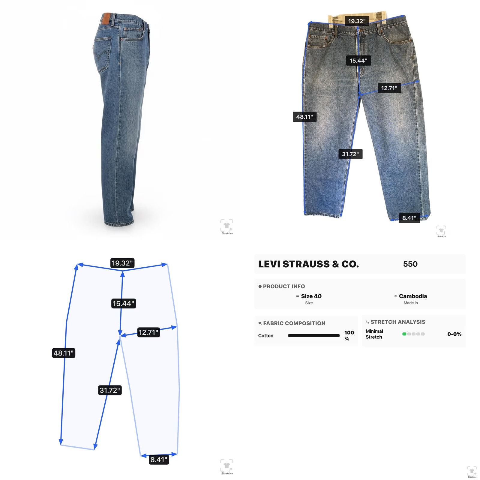 Levi's Levi's 550 Jeans Mens 40x32 Blue Medium Wash Relaxed Tapered Denim Zip Fly Size US 40 / EU 56 - 9 Thumbnail