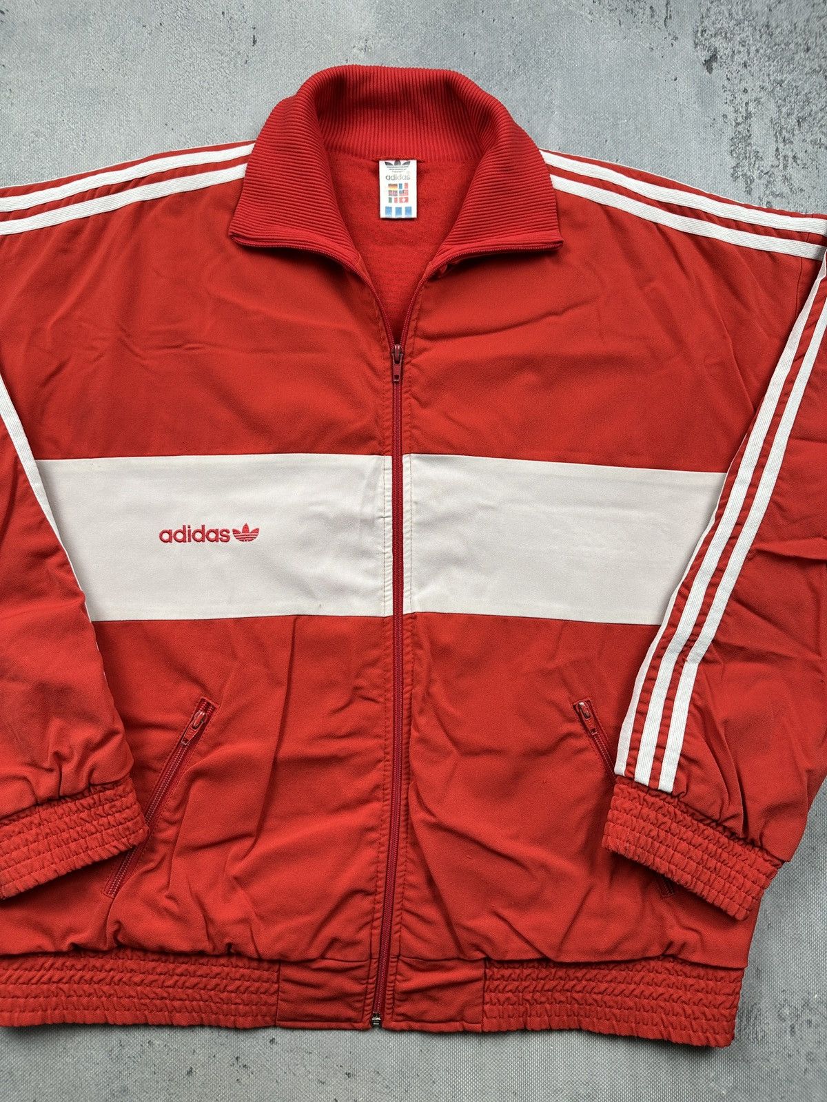 Adidas Vintage Adidas West Germany Rare Track Jacket Red White 80s Size US L / EU 52-54 / 3 - 6 Thumbnail