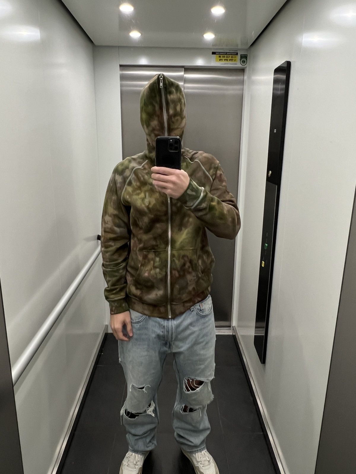 acne y2k full zip gimp camo tie dye solid hoodie
