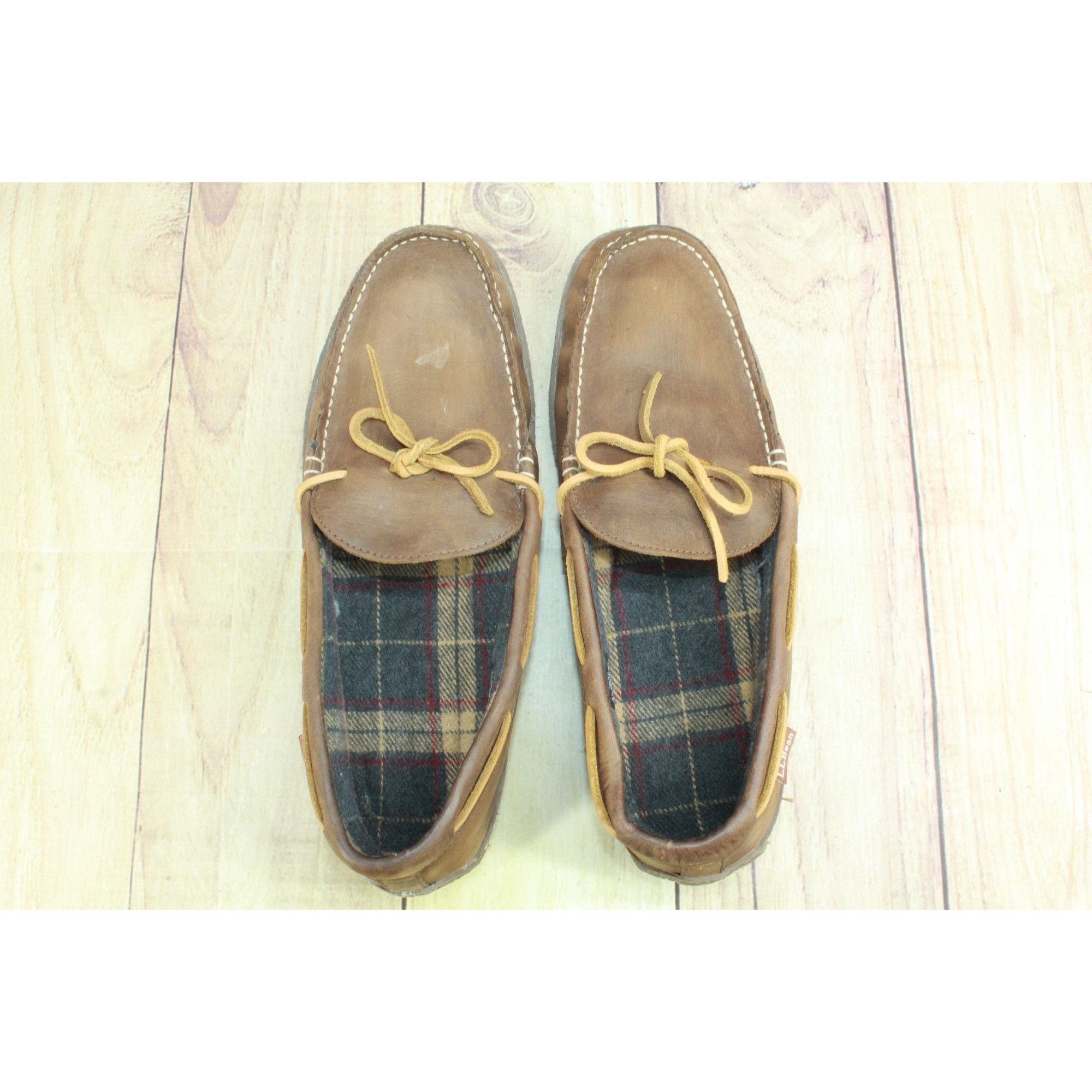 L.L. Bean LL Bean Men's Brown Leather Handsewn Slippers Size US 13 / EU 46 - 7 Thumbnail