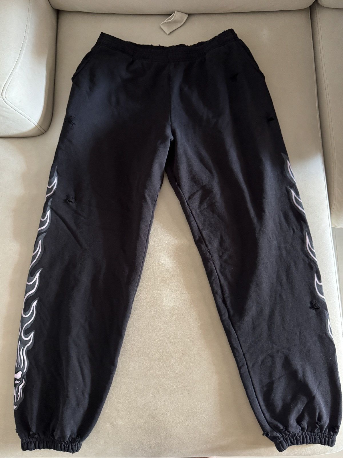 Warren Lotas Warren Lotas Flaming Reaper Distressed Sweatpants Size US 34 / EU 50 - 1 Thumbnail
