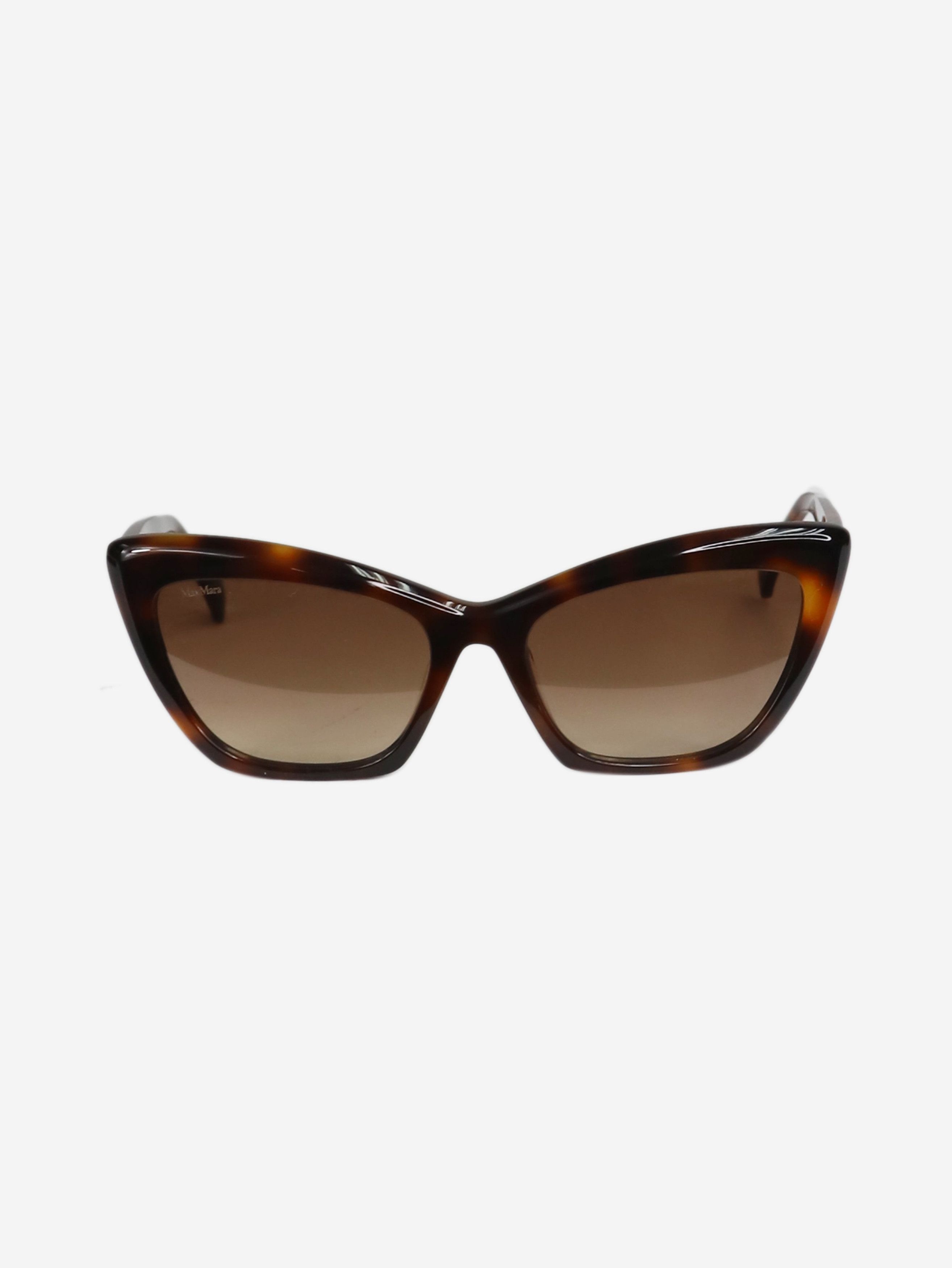 image of Max Mara Brown Tortoise Shell Cat Eye Sunglasses, Women's