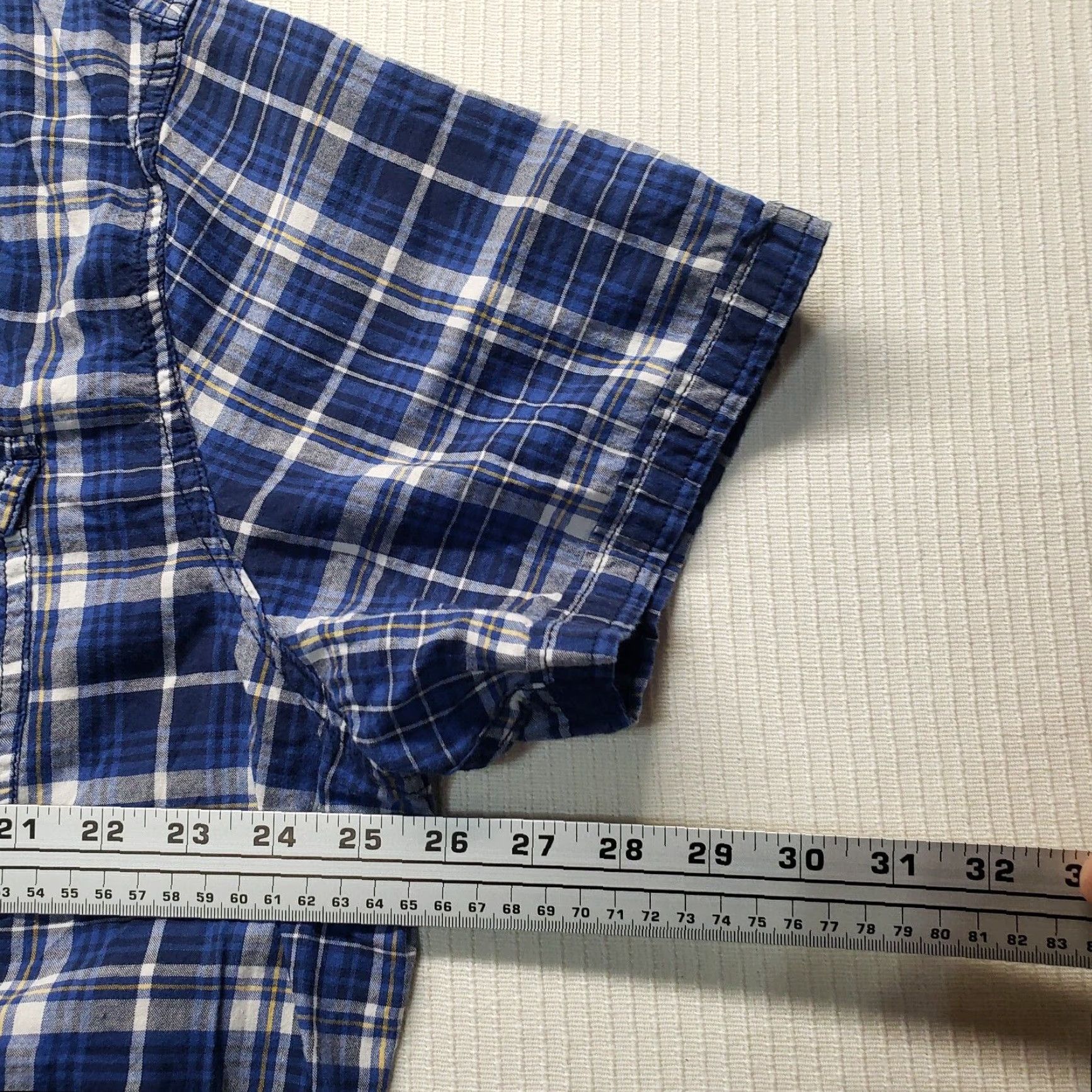 Mossimo Mossimo Shirt Button-Up Plaid Blue Short Sleeve Pockets 2XL Men's Size 2XL Adult Casual Modern Vintage No N/A Size US XXL / EU 58 / 5 - 5 Thumbnail