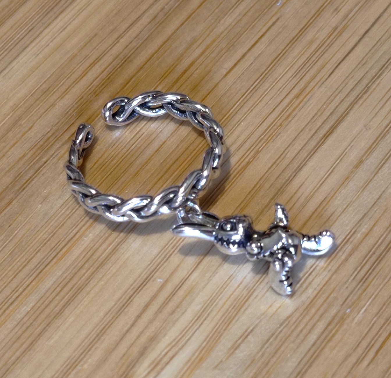 Designer × Vintage Stunning Punk Bunny Drop Silver Chain Ring Dazzling Unique Size ONE SIZE - 1 Thumbnail