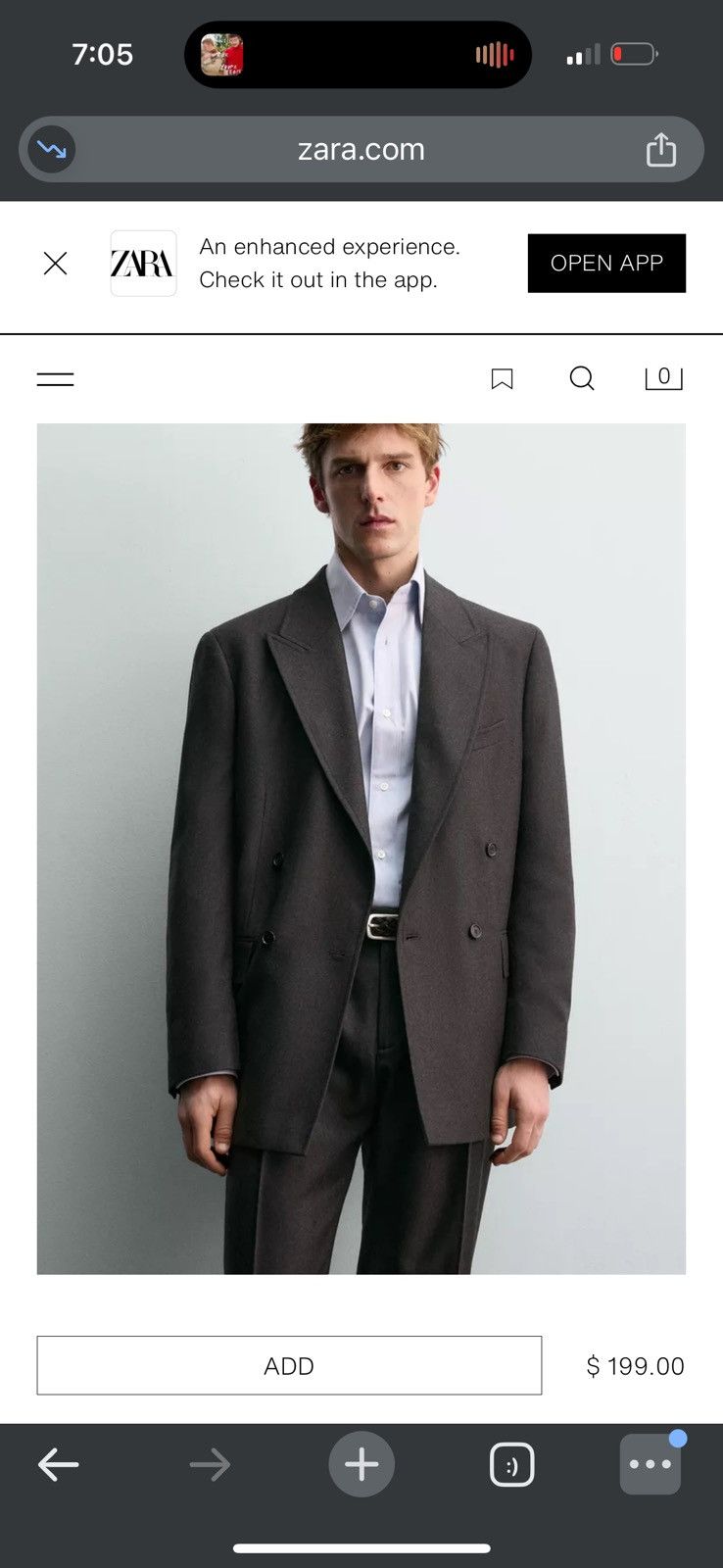 Other DOUBLE BREASTED WOOL SUIT BLAZER AARON LEVINE X ZARA size 38 Size US M / EU 48-50 / 2 - 6 Thumbnail