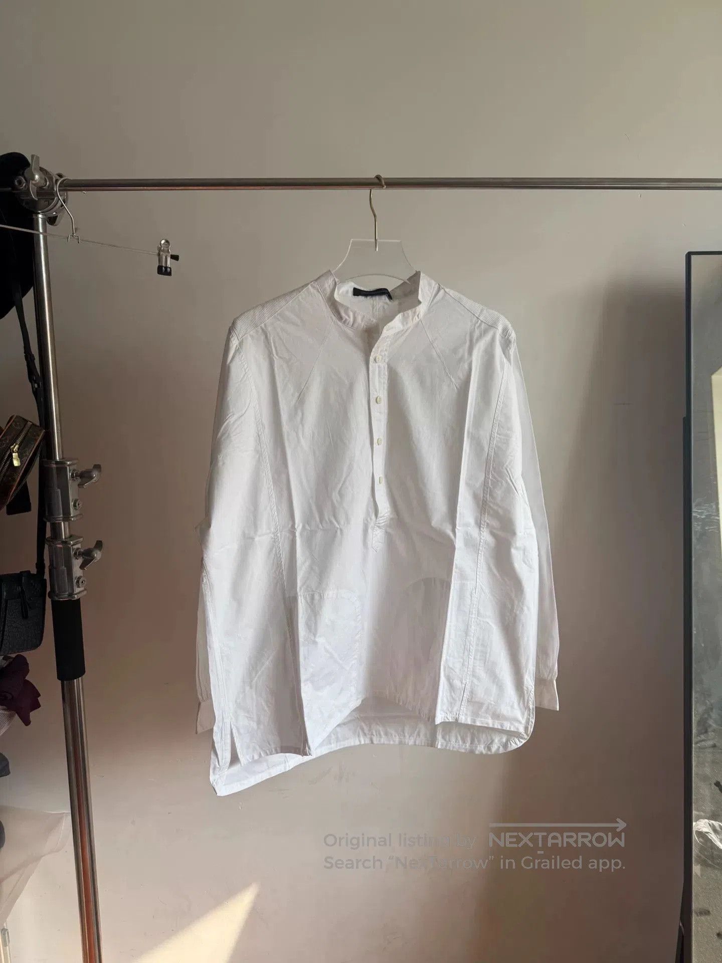 John Undercover Johnundercover White Henry Collar Shirt. Size US XL / EU 56 / 4 - 1 Thumbnail