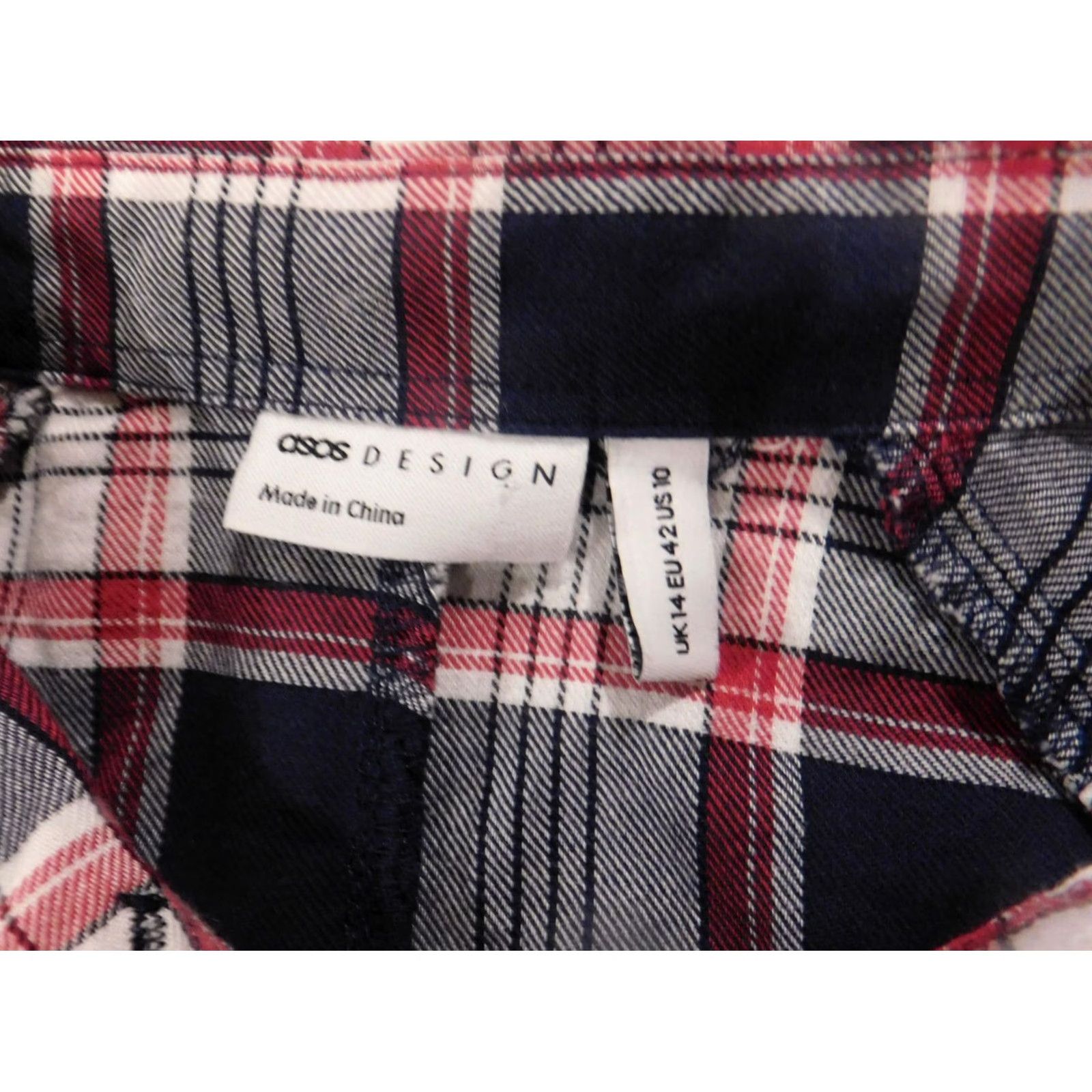 Asos ASOS Blouse Shirt Womens 10 Red Plaid Button Down Collared Long Sleeve Rayon Casual Lightweight Size L / US 10 / IT 46 - 7 Thumbnail