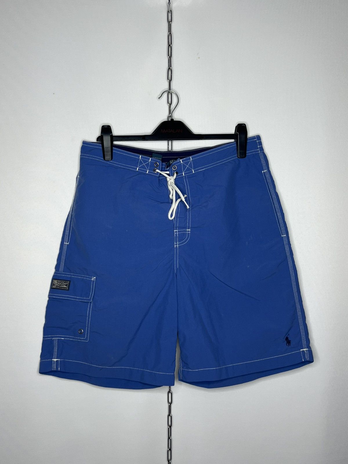 Polo Ralph Lauren Vintage Polo Ralph Lauren Swimwear Nylon Shorts Blue Size US 34 / EU 50 - 1 Thumbnail