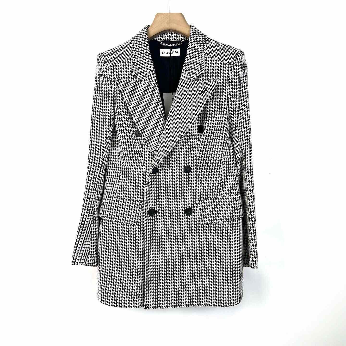 Balenciaga Balenciaga Houndstooth Wool Hourglass Blazer Size XS / US 0-2 / IT 36-38 - 1 Thumbnail