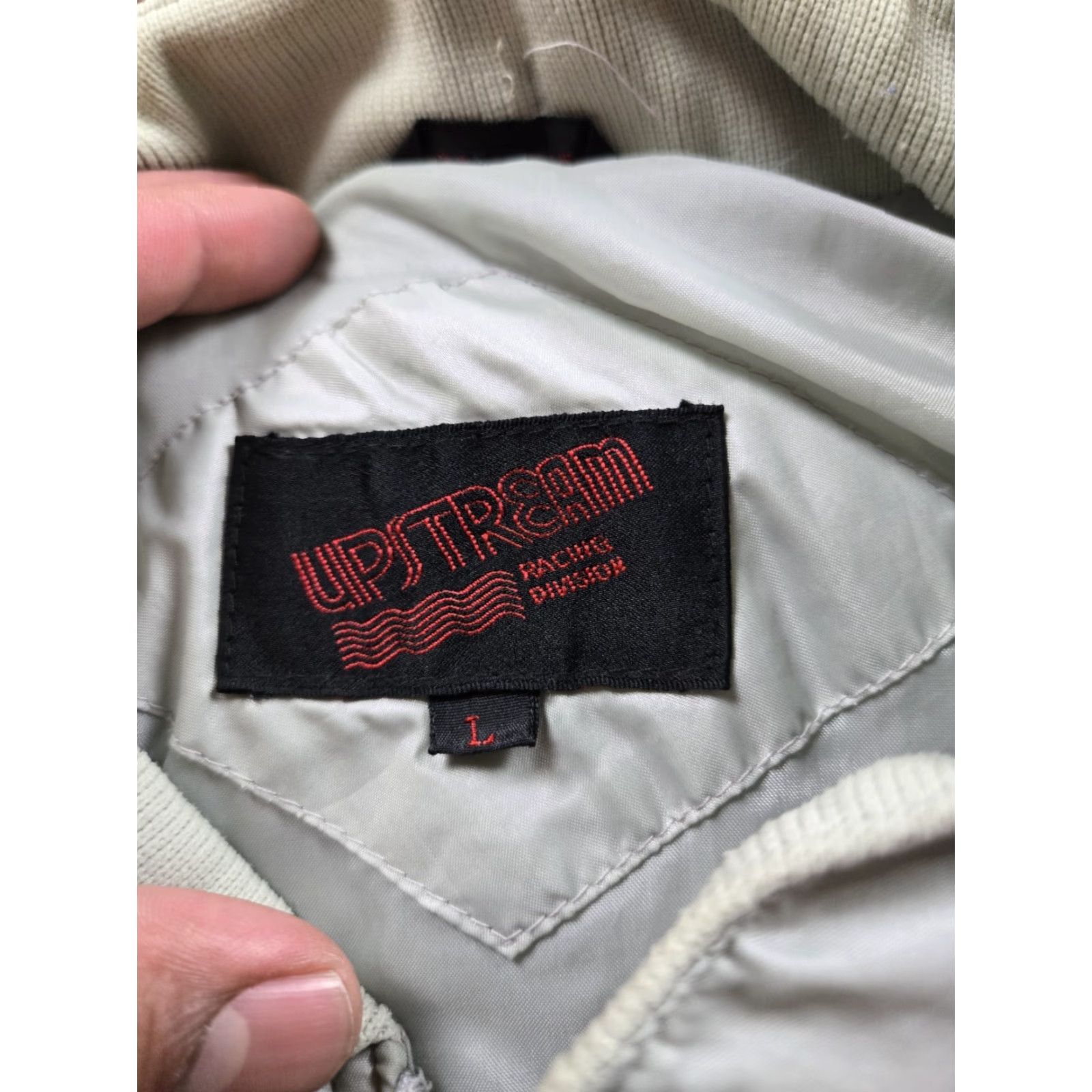 Vintage VINTAGE Upstream Racing Division Jacket Large Gray Full Zip 1980s Nylon Sportswear Mens Size US L / EU 52-54 / 3 - 7 Thumbnail