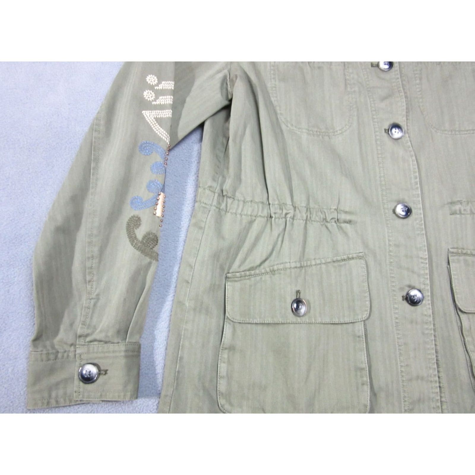 Anthropologie Anthropologie Jacket Womens Medium Olive Green Embroidered Button Front Hei Hei Size M / US 6-8 / IT 42-44 - 2 Thumbnail