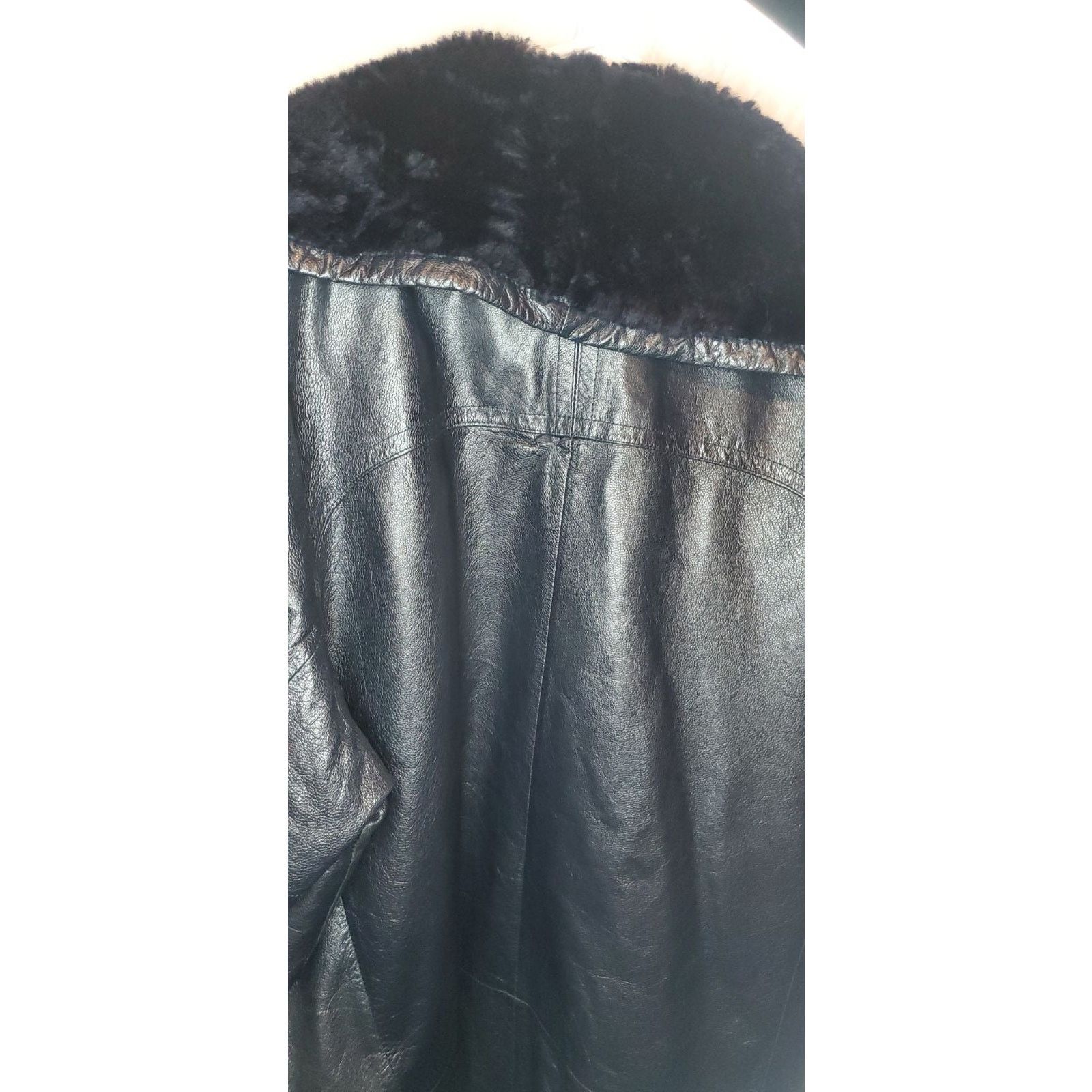 Other Frihansa Black Leather Jacket with Sherpa Collar Size 12 Size XL / US 12-14 / IT 48-50 - 8 Thumbnail