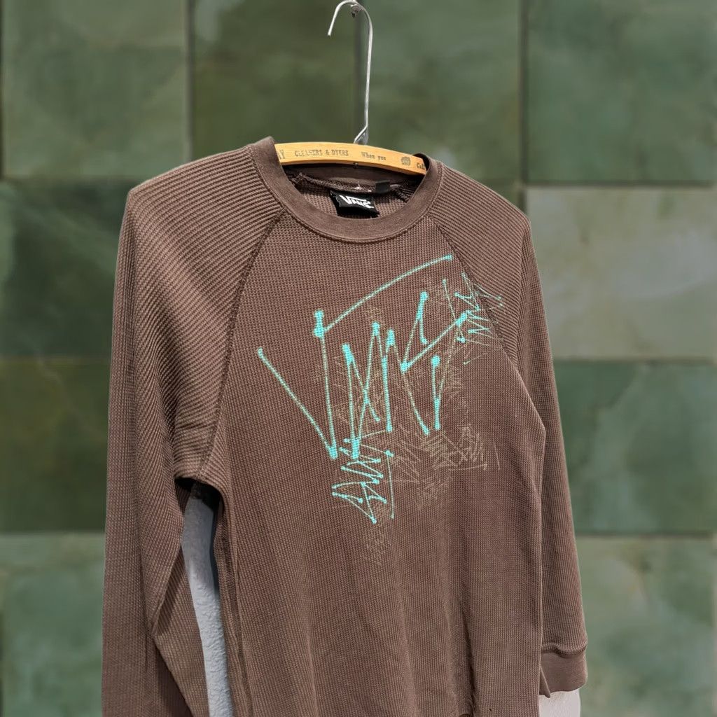 Vans VANS Brown Waffles Thermal Long Sleeve T-Shirt Cotton Size XL Womens Size XL / US 12-14 / IT 48-50 - 1 Thumbnail